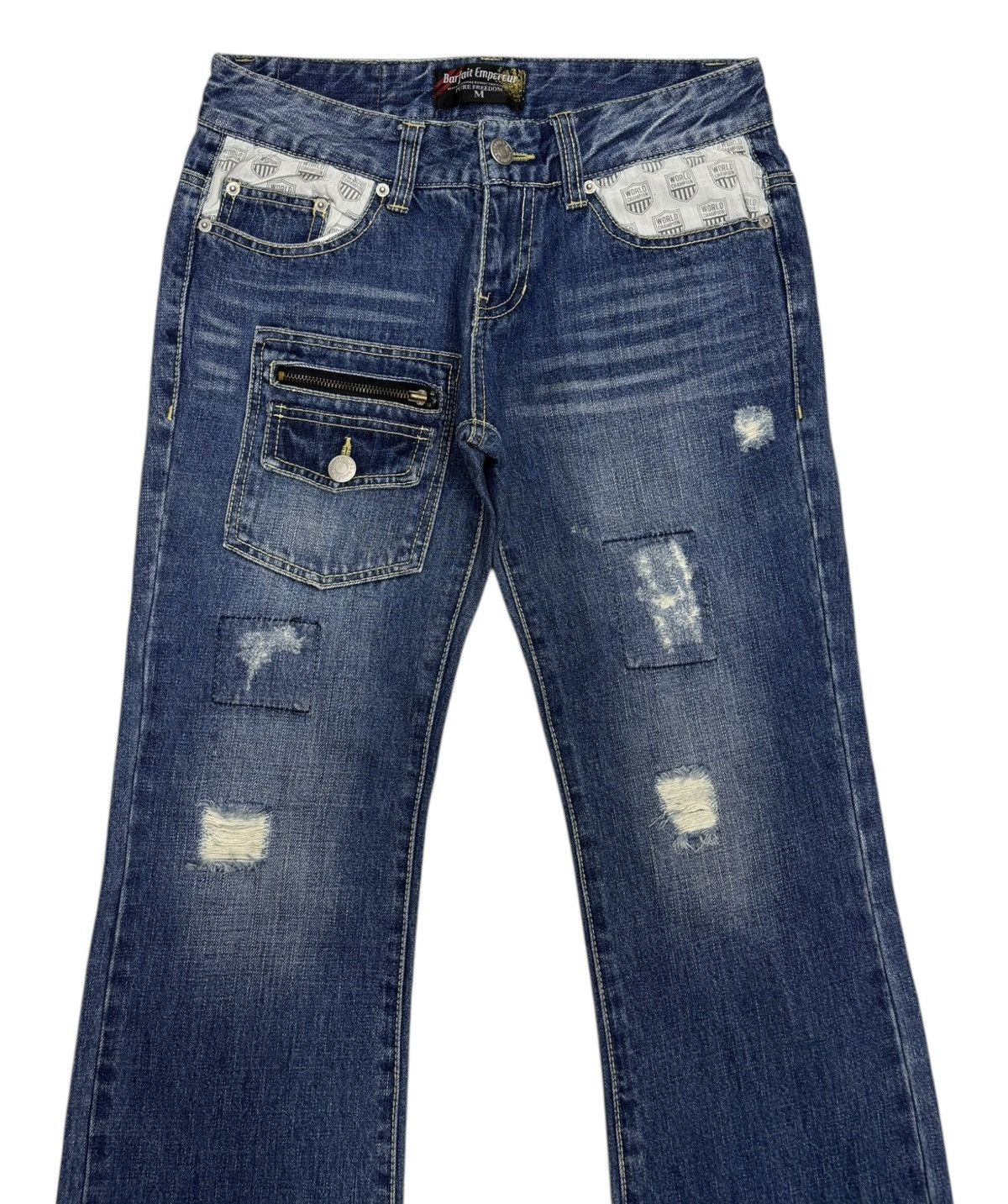 GOSTAR DE FUGA × Hysteric Glamour × Japanese Brand Y2K Barfait Empereur Flare Jeans Patchwork Japanese Denim Size US 30 / EU 46 - 5 Thumbnail