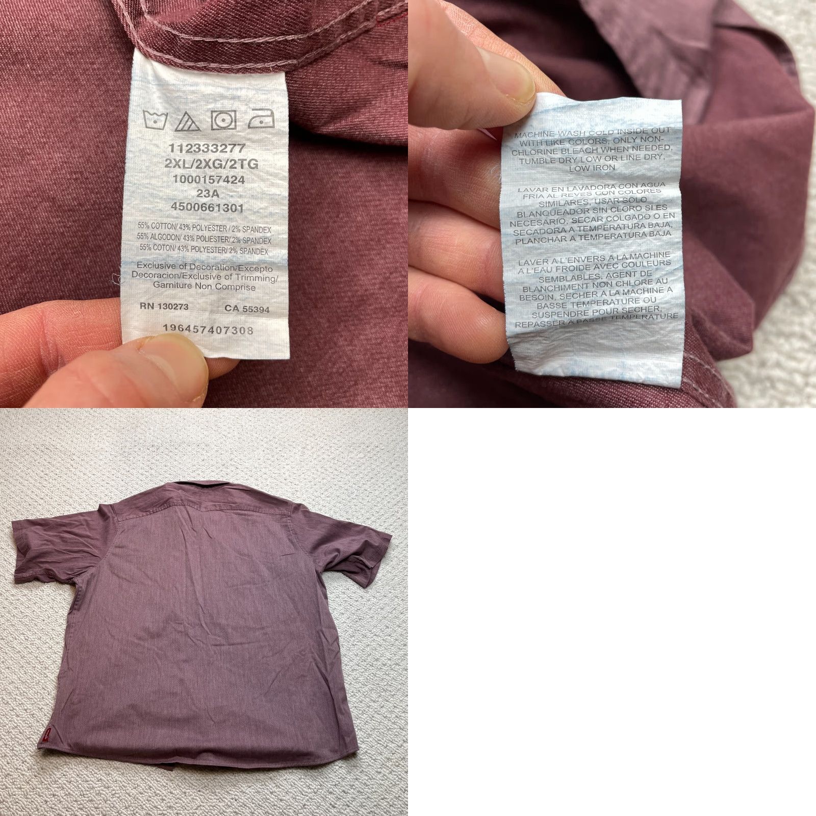 Wrangler VINTAGE Wrangler Shirt Mens 2XL Dark Red Short Sleeve Button Up Solid Cotton Pockets Button-Front Casual Mens Size US XXL / EU 58 / 5 - 8 Thumbnail