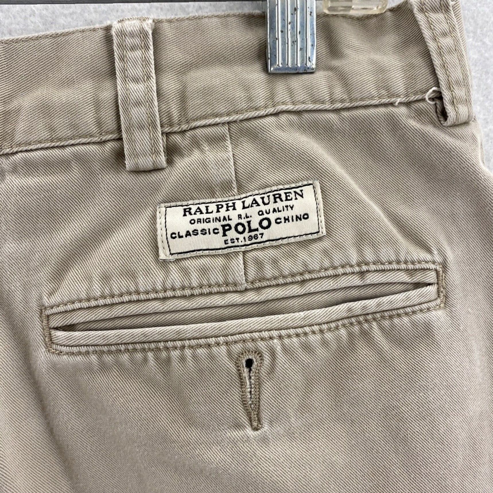 Polo Ralph Lauren VINTAGE Polo Ralph Lauren Shorts Men 34 Khaki Beige Cotton Canvas Flat Front Classic Fit Casual Chino American Preppy Classic 90s Mens Size US S / EU 44-46 / 1 - 5 Thumbnail