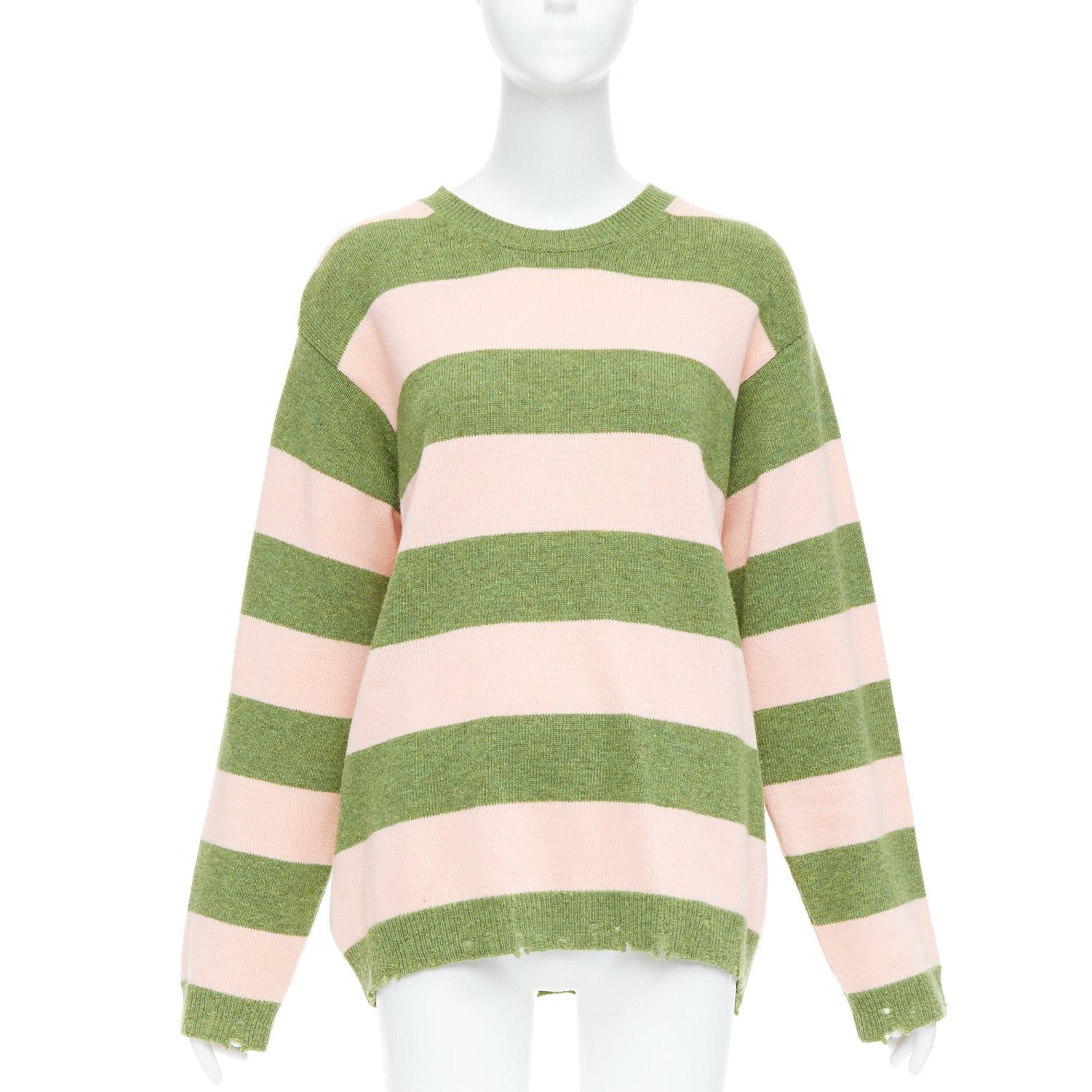 Marc Jacobs MARC JACOBS Grunge Sweater pink green distressed wool oversized sweater M Size M / US 6-8 / IT 42-44 - 1 Thumbnail