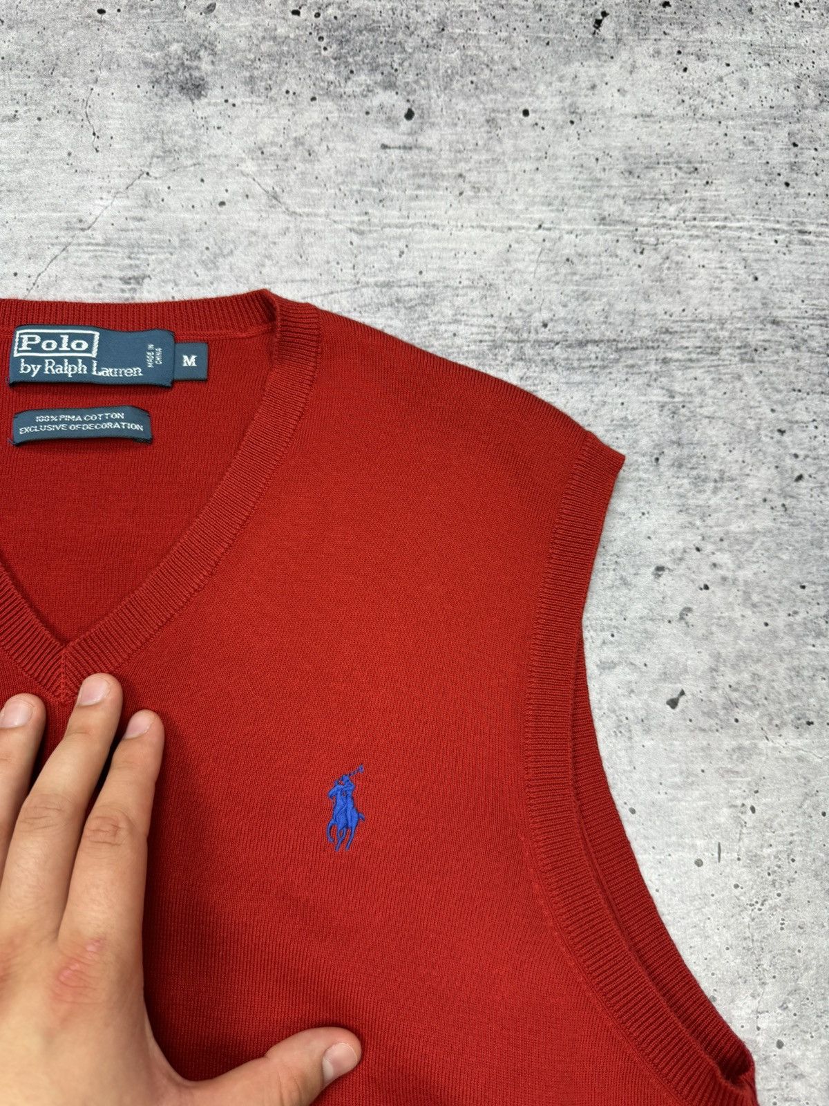 Polo Ralph Lauren × Vintage 💥💥Polo Ralph Lauren Vintage 90’s Y2K Red Pima Cotton Vest Size US M / EU 48-50 / 2 - 4 Thumbnail