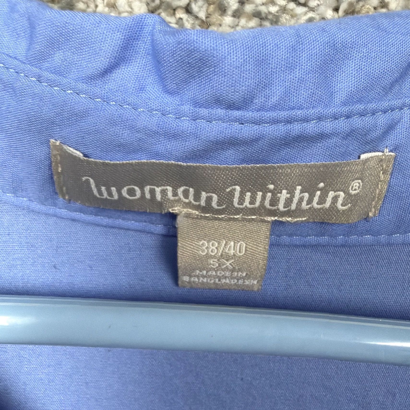 Vintage VINTAGE? No. Woman Within Button-Up Tunic Shirt Women 5X Blue Cotton Long Sleeve Casual Workwear Preppy Size XXL / US 16-18 / IT 52-54 - 5 Thumbnail