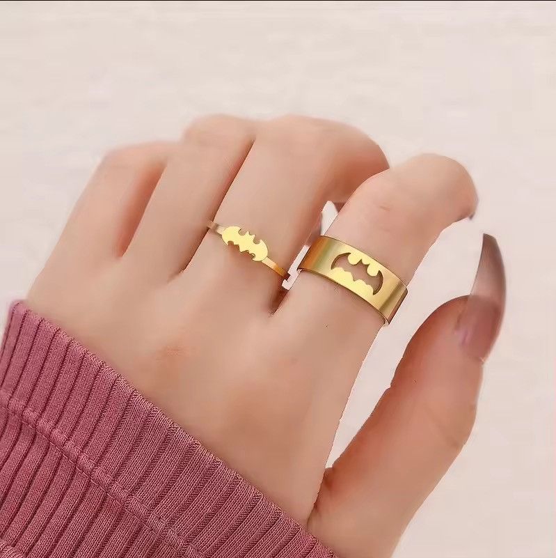 Jewelry Gothic Couple Ring Set Resizeable Size ONE SIZE - 1 Thumbnail