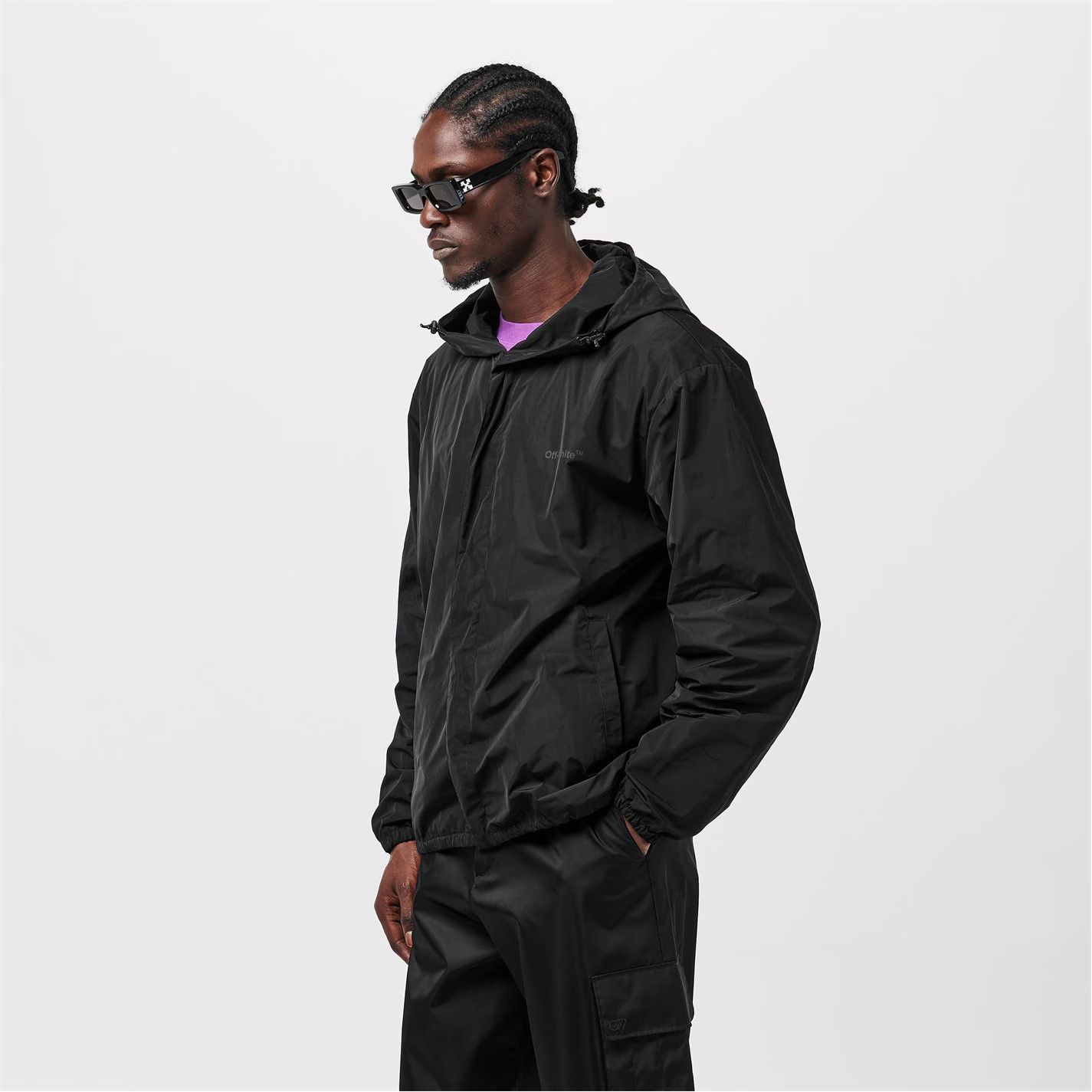 Off-White o1g2r1mq0326 Technical Fabric Hooded Windbreaker Jacket Size US XL / EU 56 / 4 - 4 Thumbnail