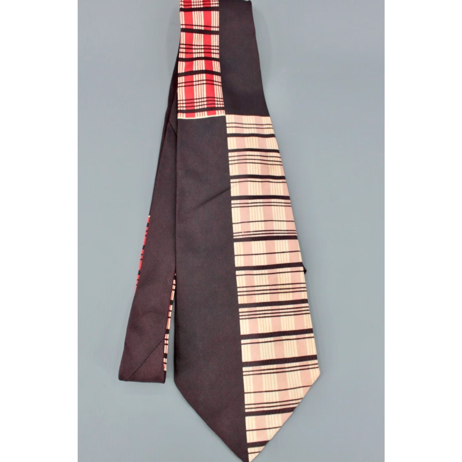 Vintage VTG Manhattan 1940s Navy Blue & Red Striped Necktie 40s Tie Men S-Title Tie Size ONE SIZE - 2 Thumbnail