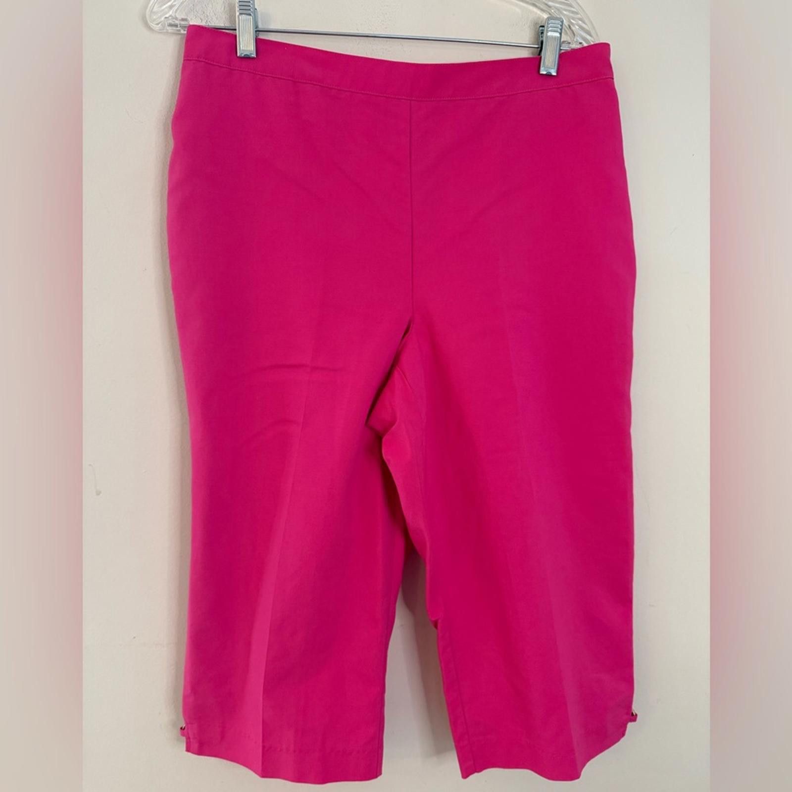 Other Alfred Dunner Petite crop pants pink elastic waist SZ 14P Size 36" / US 14 / IT 50 - 1 Thumbnail