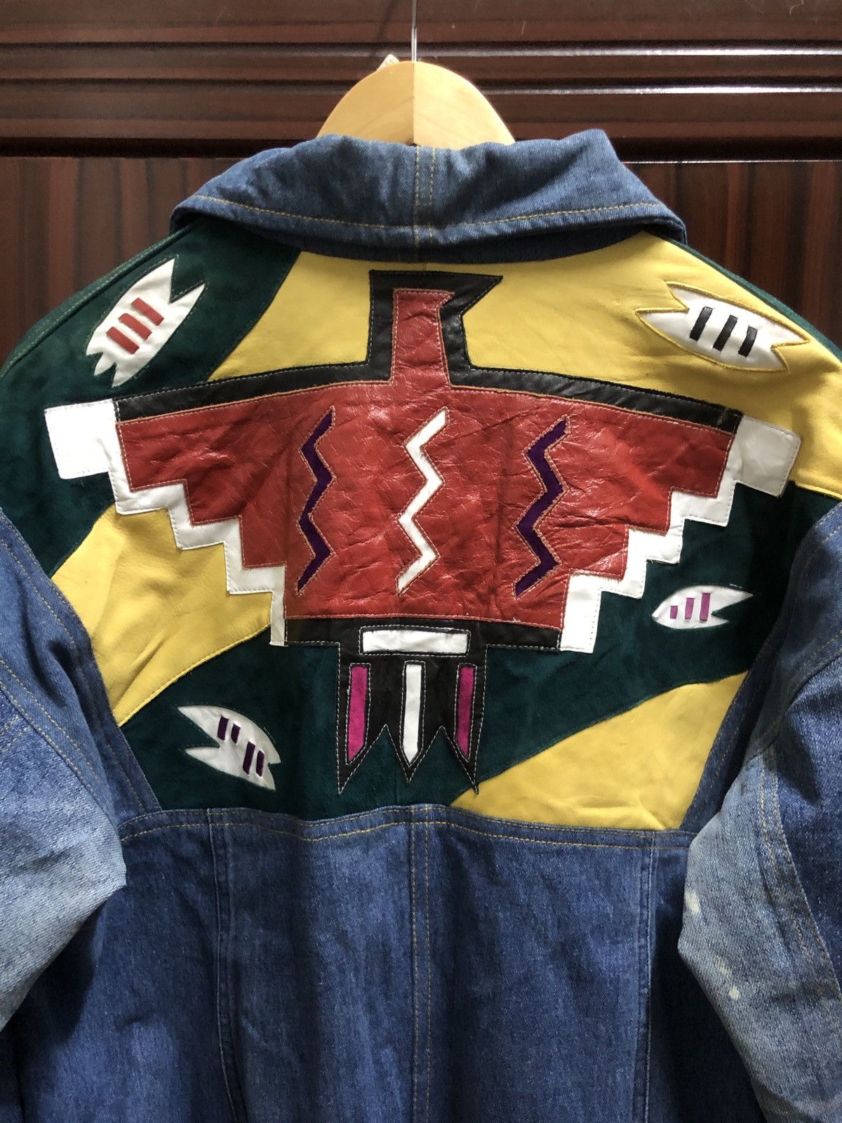 Native Vintage Vukani Native Navajo Denim Leather Jacket Size US L / EU 52-54 / 3 - 6 Thumbnail