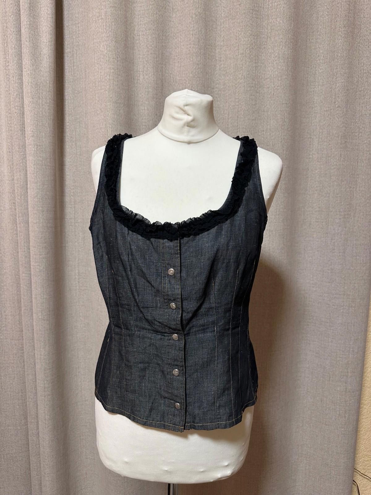 Kenzo vintage 90s KENZO denim top ruffles button up tank top Size M / US 6-8 / IT 42-44 - 1 Thumbnail