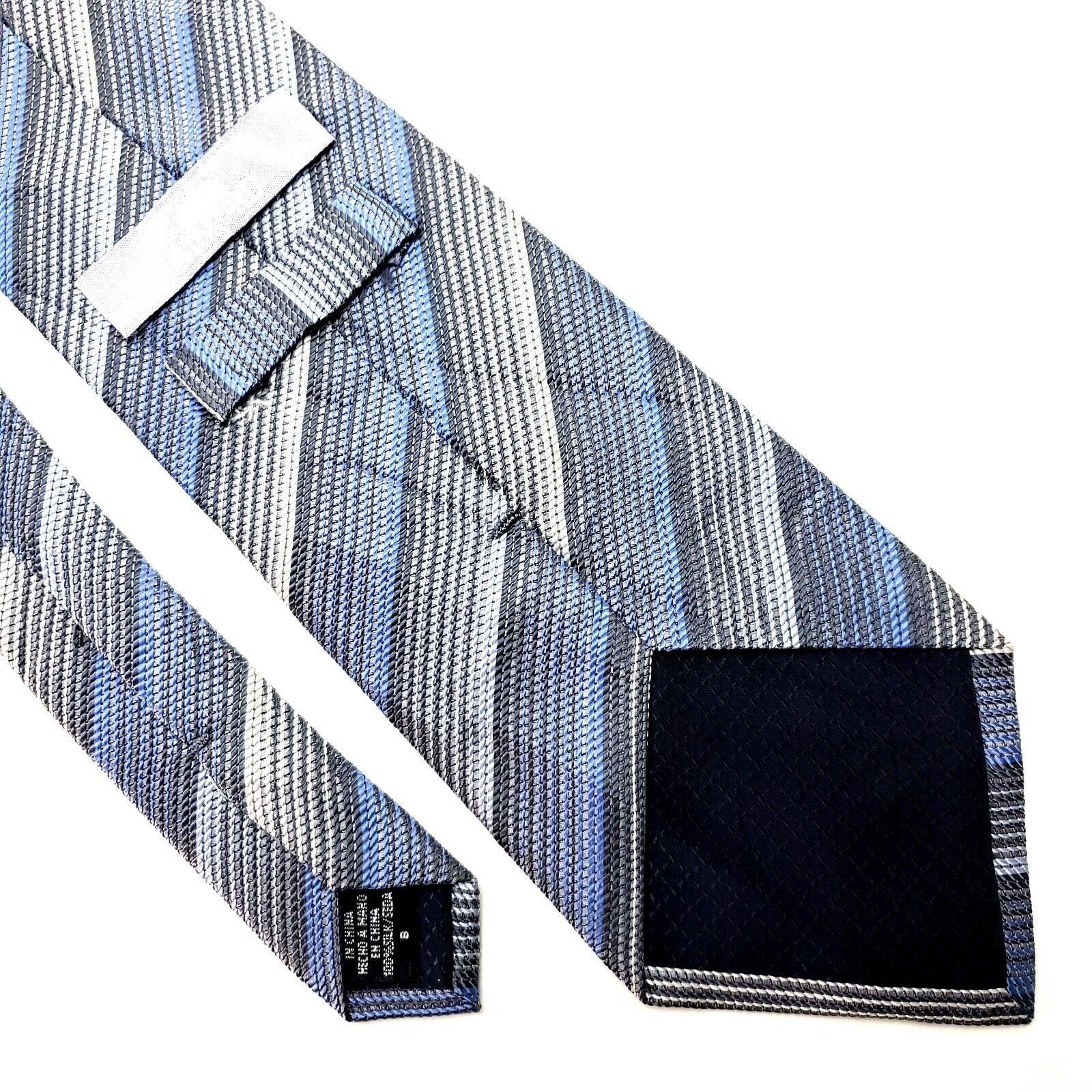 Stafford Stafford Silk Tie Woven Blue Gray Striped Wide Size ONE SIZE - 3 Thumbnail