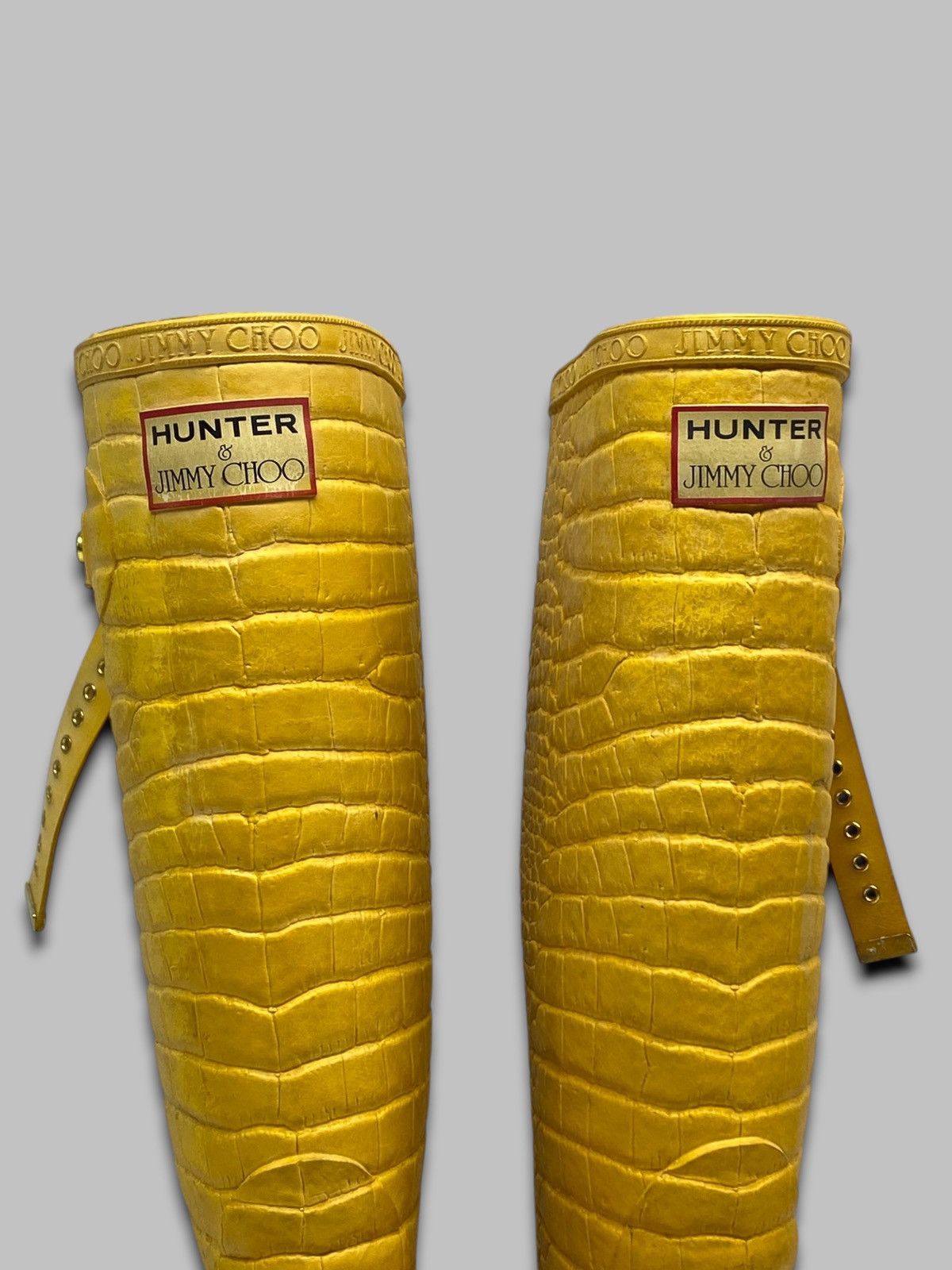 Hunter HUNTER & JIMMY CHOO Special Edition Rain Croc Yellow Boots Size US 4 / IT 34 - 6 Thumbnail