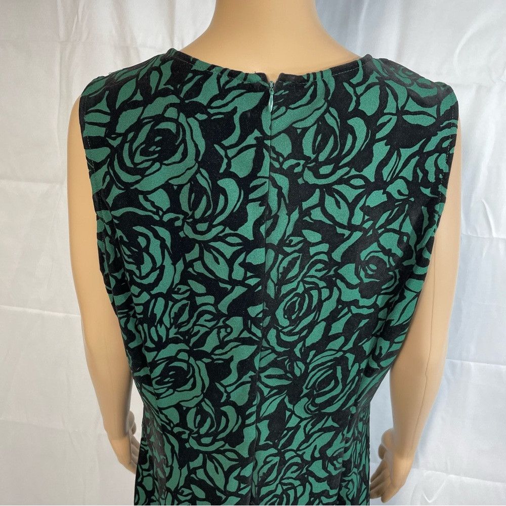 Other Donna Ricco Green Floral Lace - Trimmed Flocked Scuba Dress Size XL / US 12-14 / IT 48-50 - 9 Thumbnail