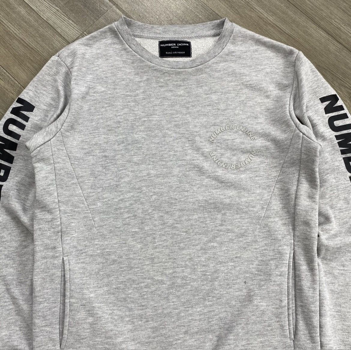 Number (N)ine Number (N)ine Spell Out Logo Taped Pocket Crewneck Grey Size US L / EU 52-54 / 3 - 2 Thumbnail