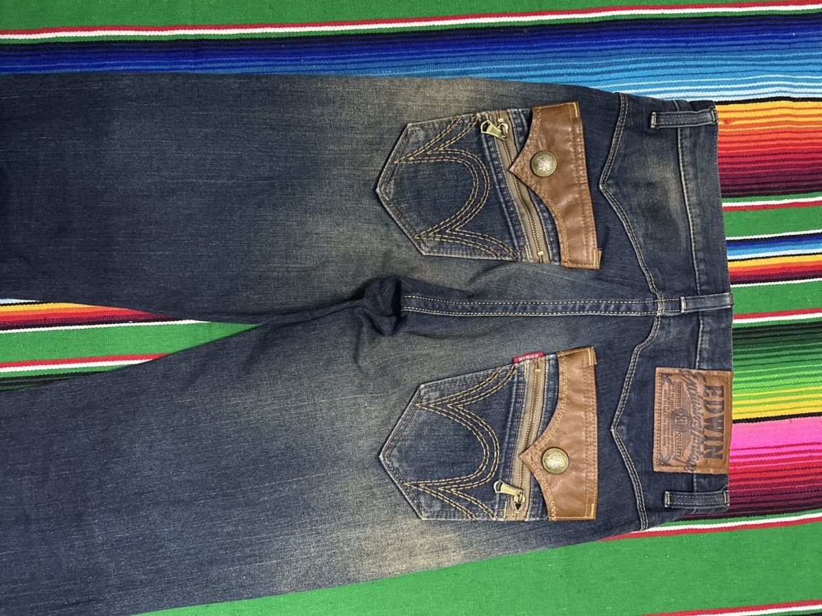 Kapital 💥Edwin💥 Distress Denim Exclusive Vintage Zipper Rare Pocket💥 Size US 32 / EU 48 - 5 Thumbnail