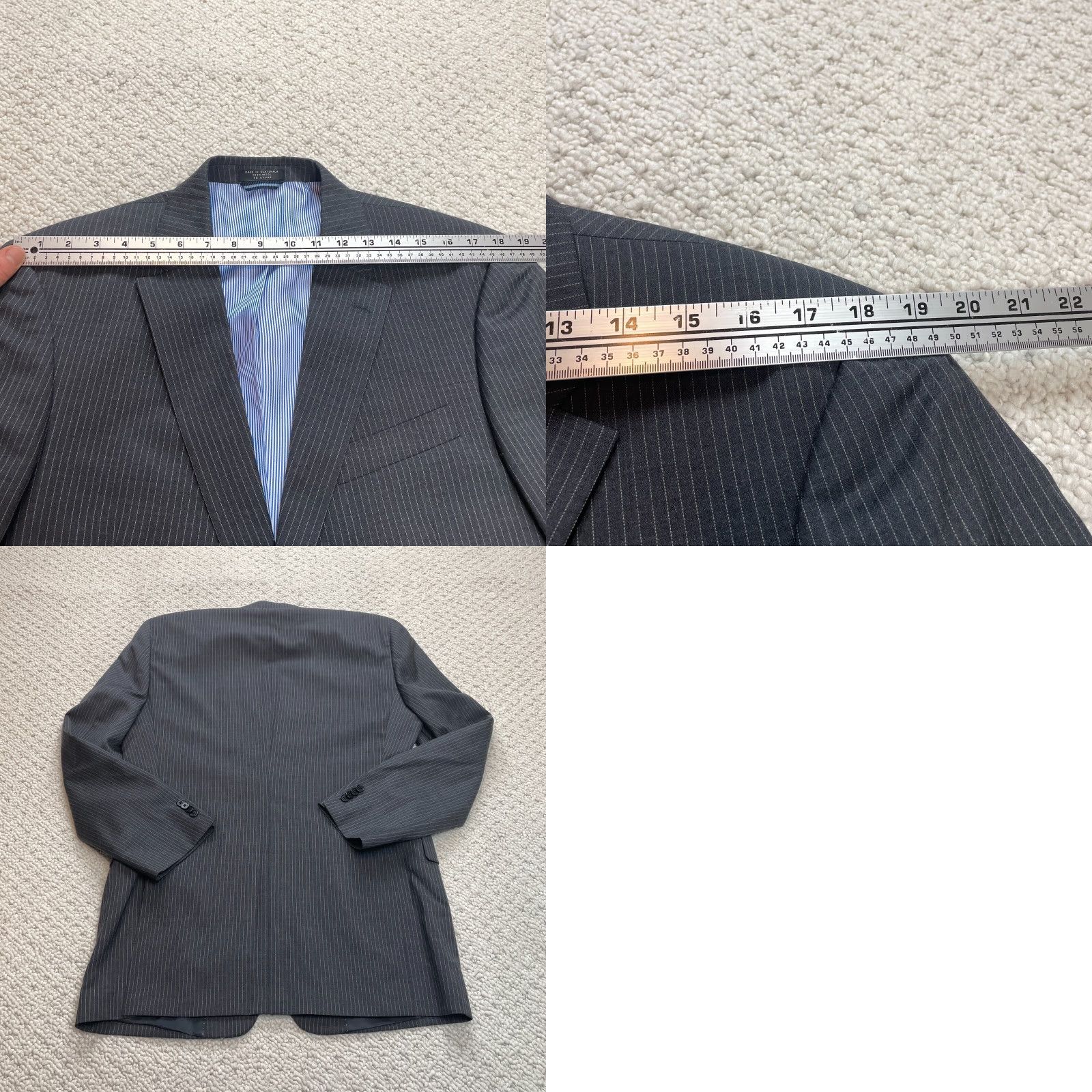 Tommy Hilfiger Tommy Hilfiger Blazer Jacket Mens 44 Blue Striped Wool Double Vented Two Button Regular Notch Size 44R - 9 Thumbnail
