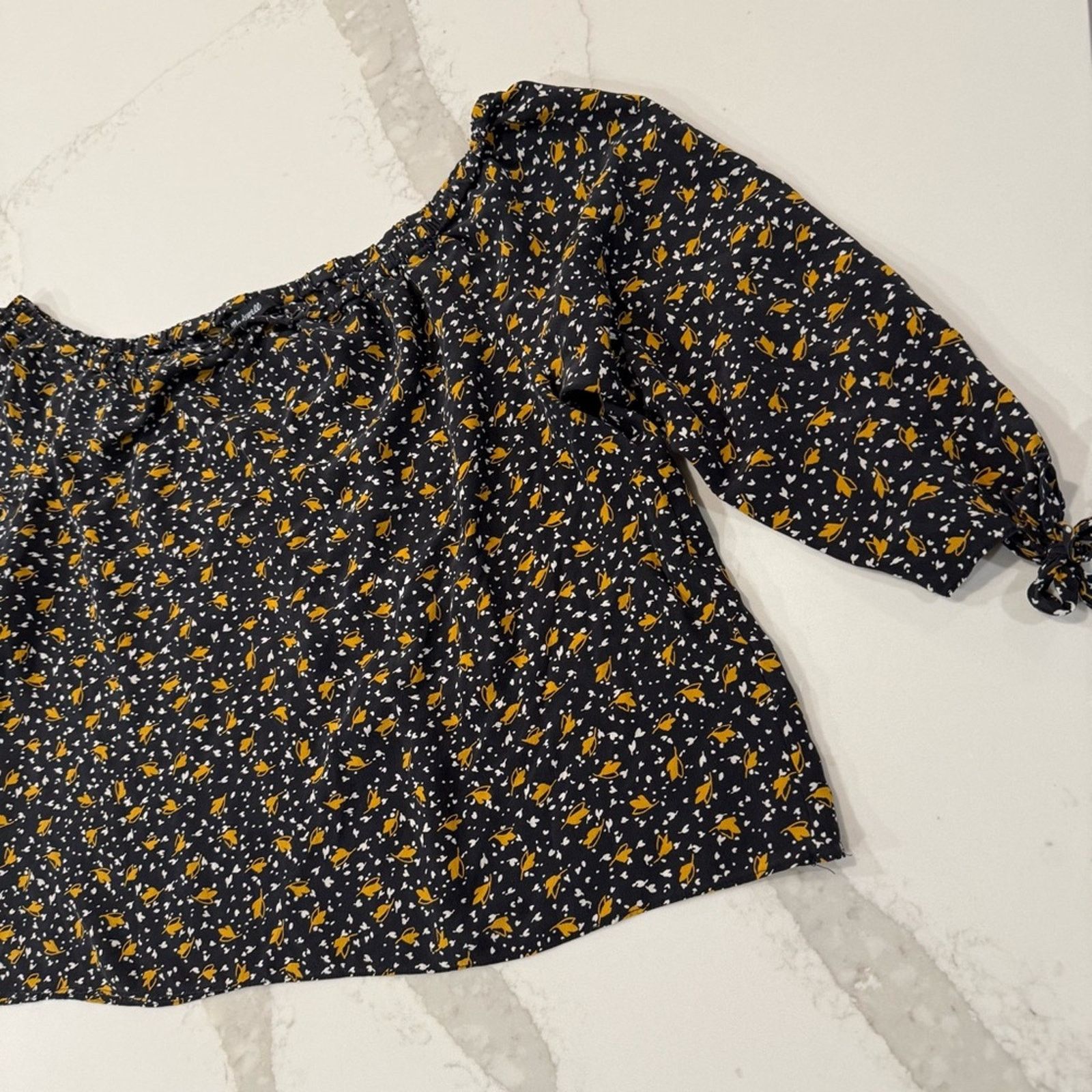 Madewell Madewell Falling Leaves 100%Silk OffShoulder Blouse Womens M Size M / US 6-8 / IT 42-44 - 3 Thumbnail