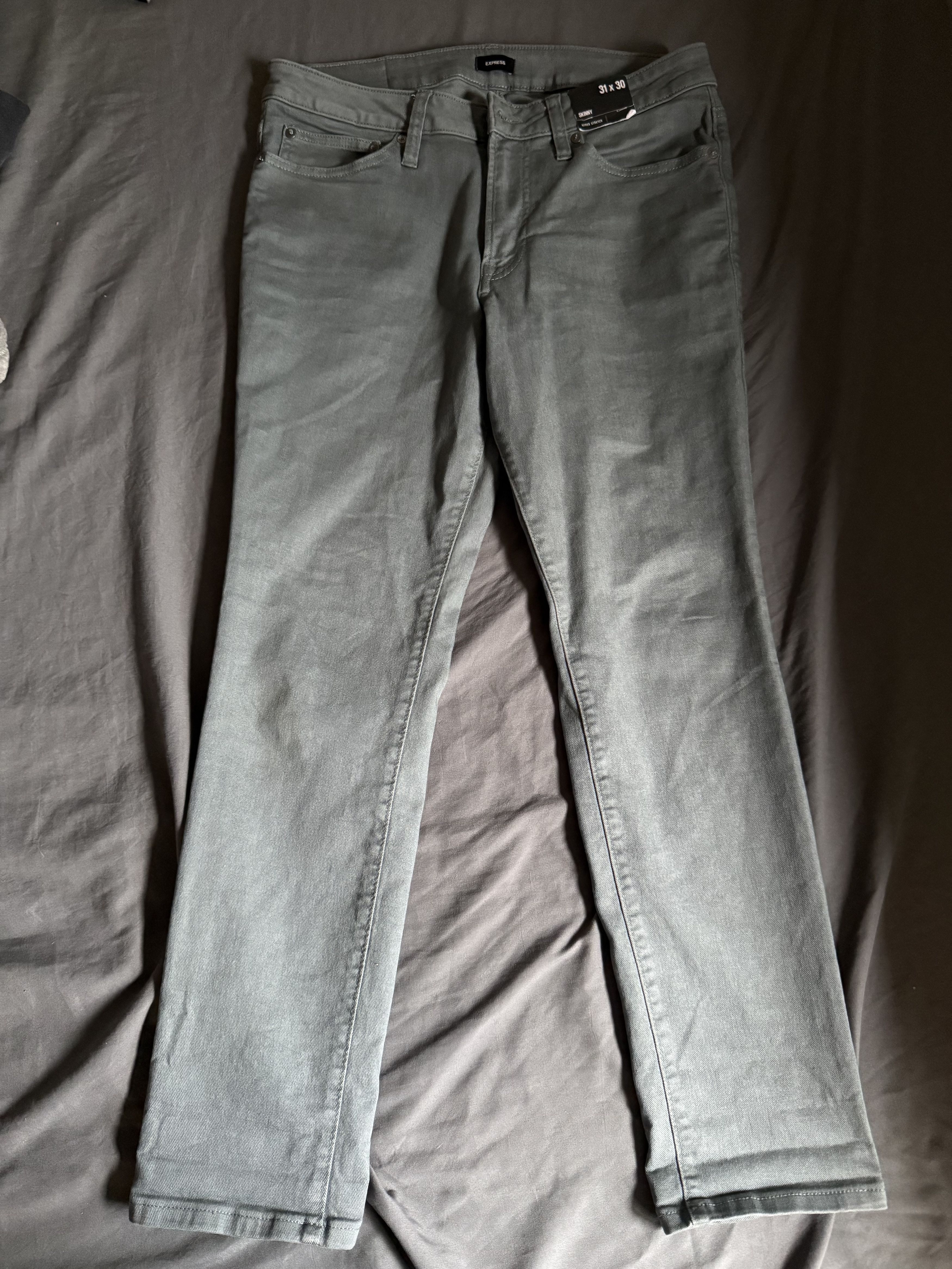 Express Express Men's Skinny Olive Green Hyper Stretch Jeans 31x30 Size US 31 - 2 Thumbnail