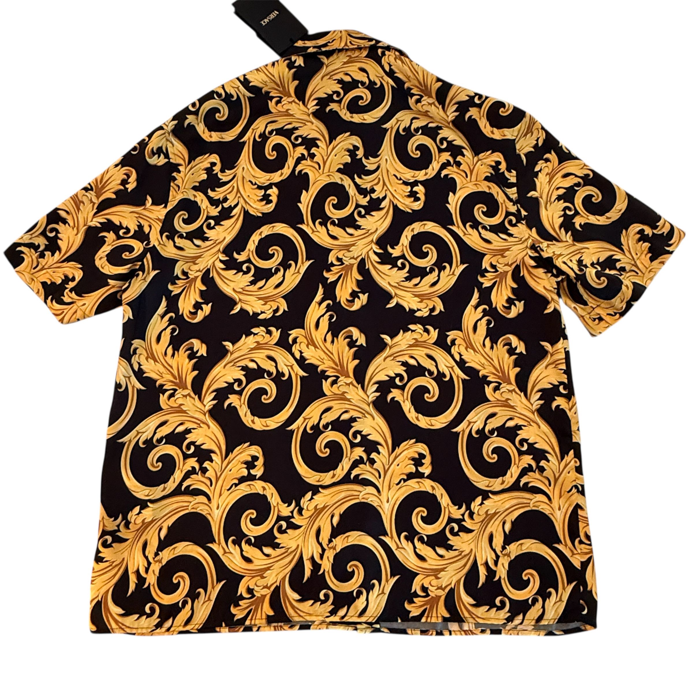 Versace VERSACE 1010103 Men's Baroque Black Gold Shirt, IT52 (lg) Size US L / EU 52-54 / 3 - 3 Thumbnail