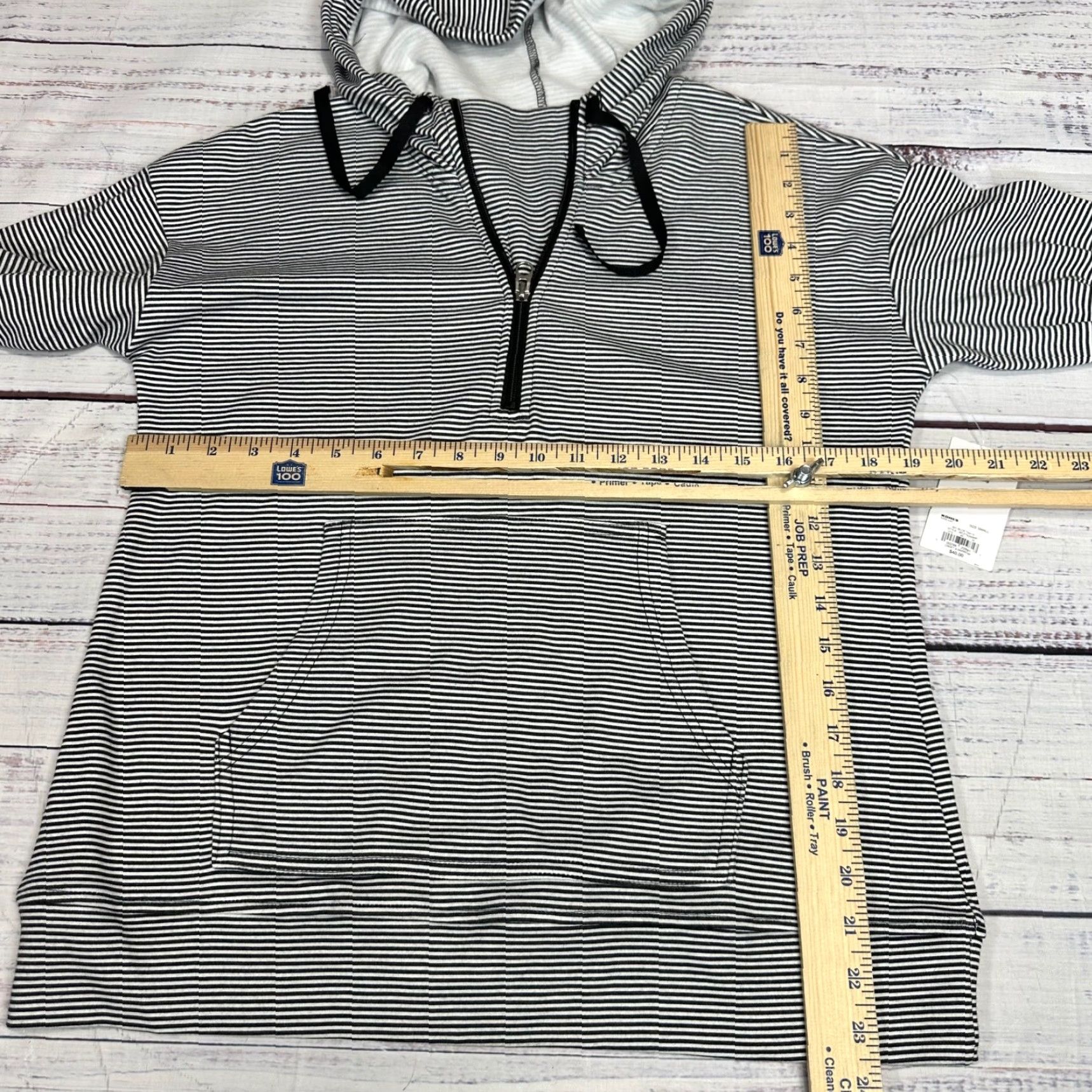 Croft & Barrow Croft & Barrow Hooded Top Womens Striped Gray Long Sleeve Cotton Blend Small Sz S Shirt Womens Size S / US 4 / IT 40 - 2 Thumbnail