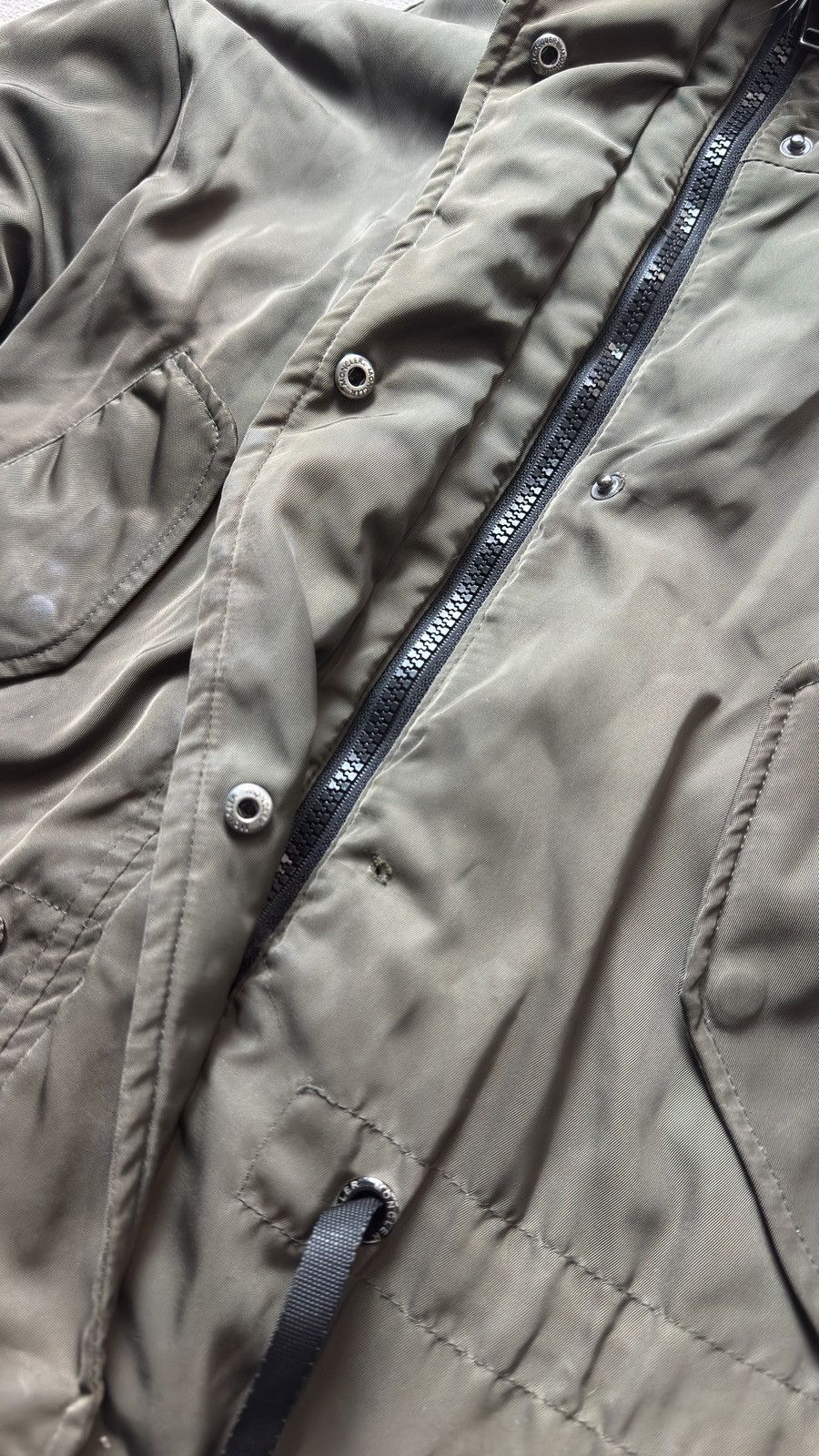 Moncler Khaki Raccoon Fur Collar Down Faded Parka Coat Jacket Size XS / US 0-2 / IT 36-38 - 5 Thumbnail
