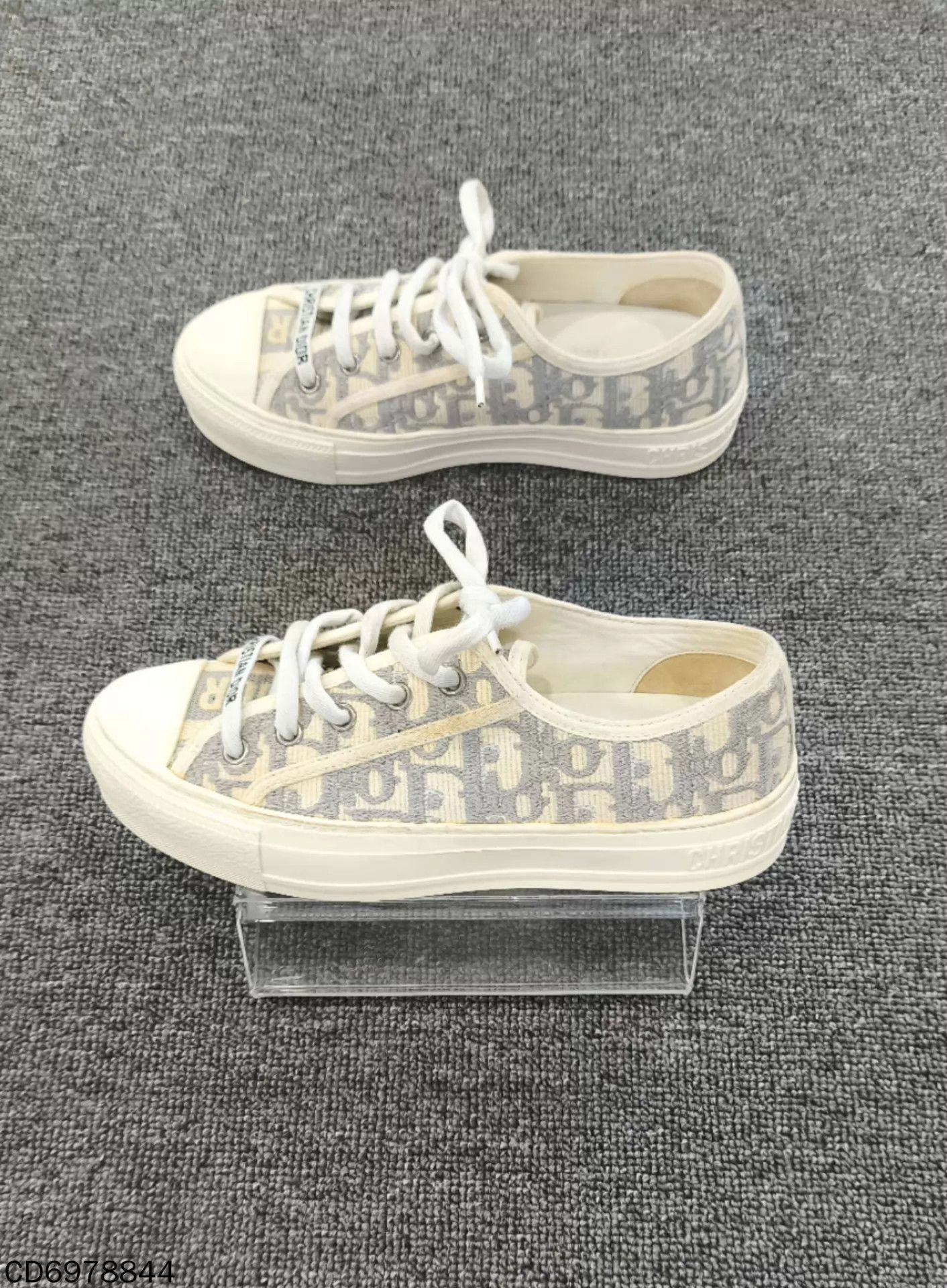 Dior Dior Walk'n'Dior Gray Allover Logo Canvas Sneakers Size US 5 / IT 35 - 3 Thumbnail