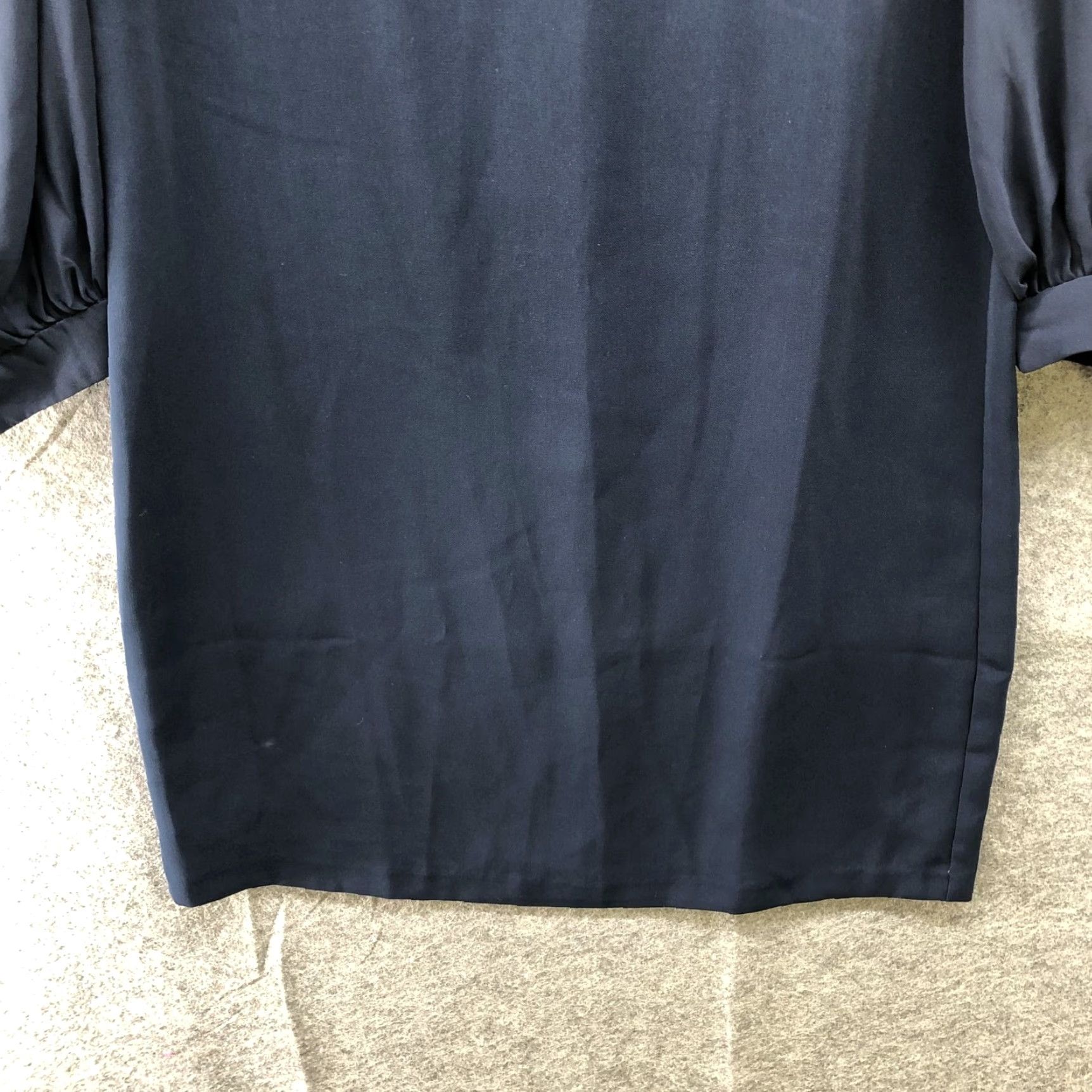 Ann Taylor VINTAGE Ann Taylor Sheath Dress Navy Blue 4 V-Neck 3/4 Balloon Sleeve Polyester Dress Knee Length Women Size S / US 4 / IT 40 - 4 Thumbnail