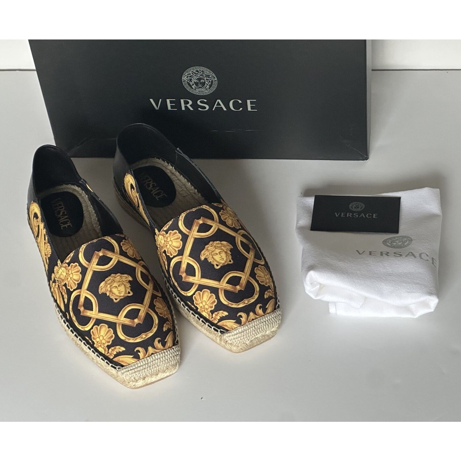 Versace VERSACE Barocco Gold/Black Canvas Espadrilles 11 1014774 Size US 11 / EU 44 - 13 Thumbnail