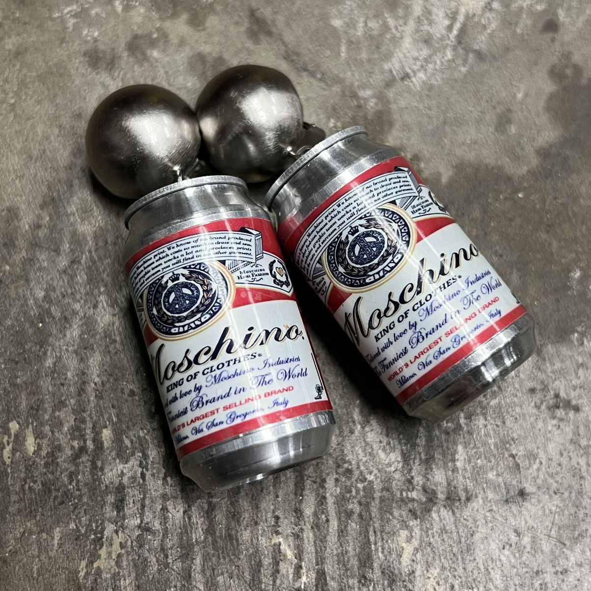 image of Fw19 Moschino Couture X Budweiser Beer Can Earrings, Women's