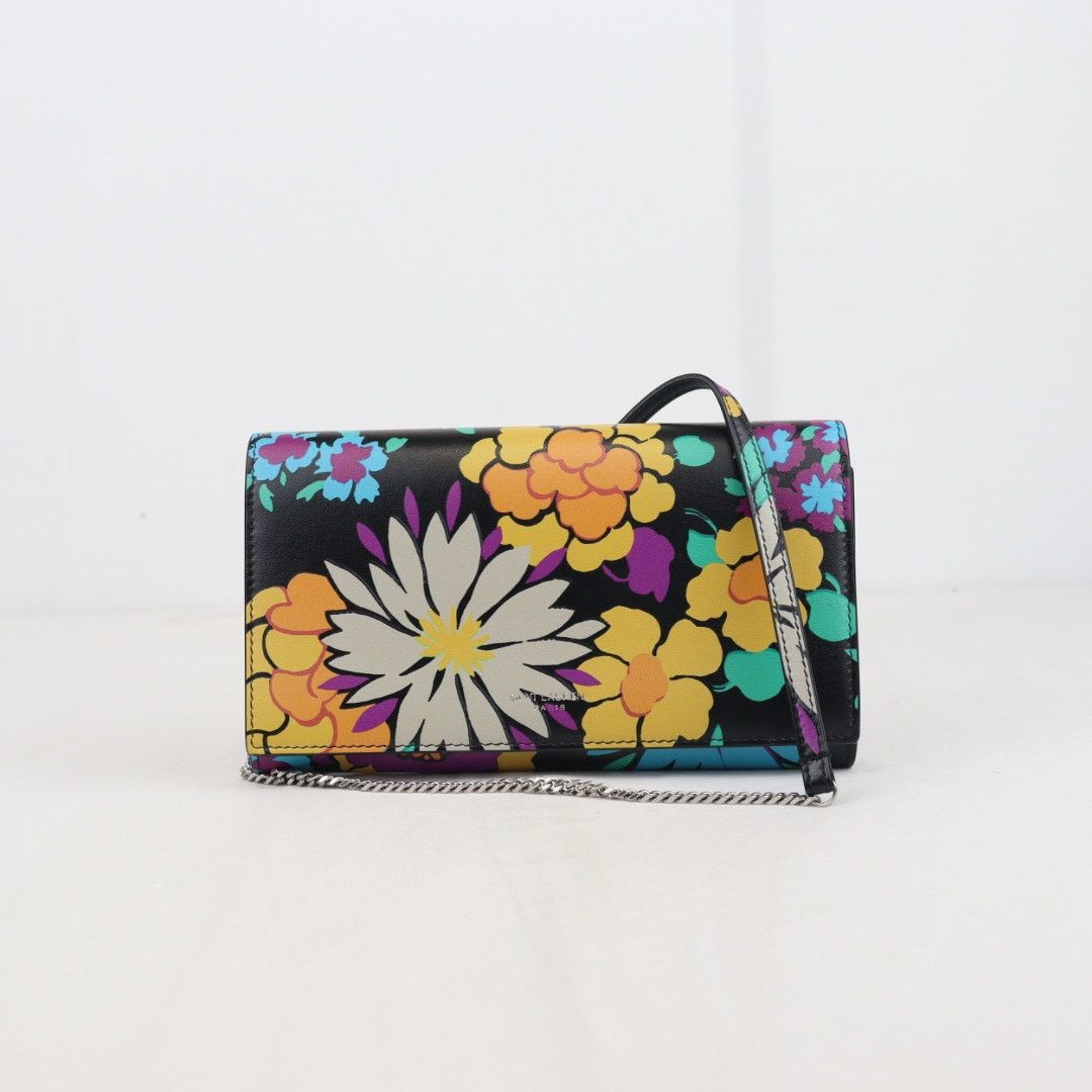 Saint Laurent Paris o1rshd1 SIze: OS / Floral Leather Wallet on Chain Multicolor Size ONE SIZE - 1 Thumbnail