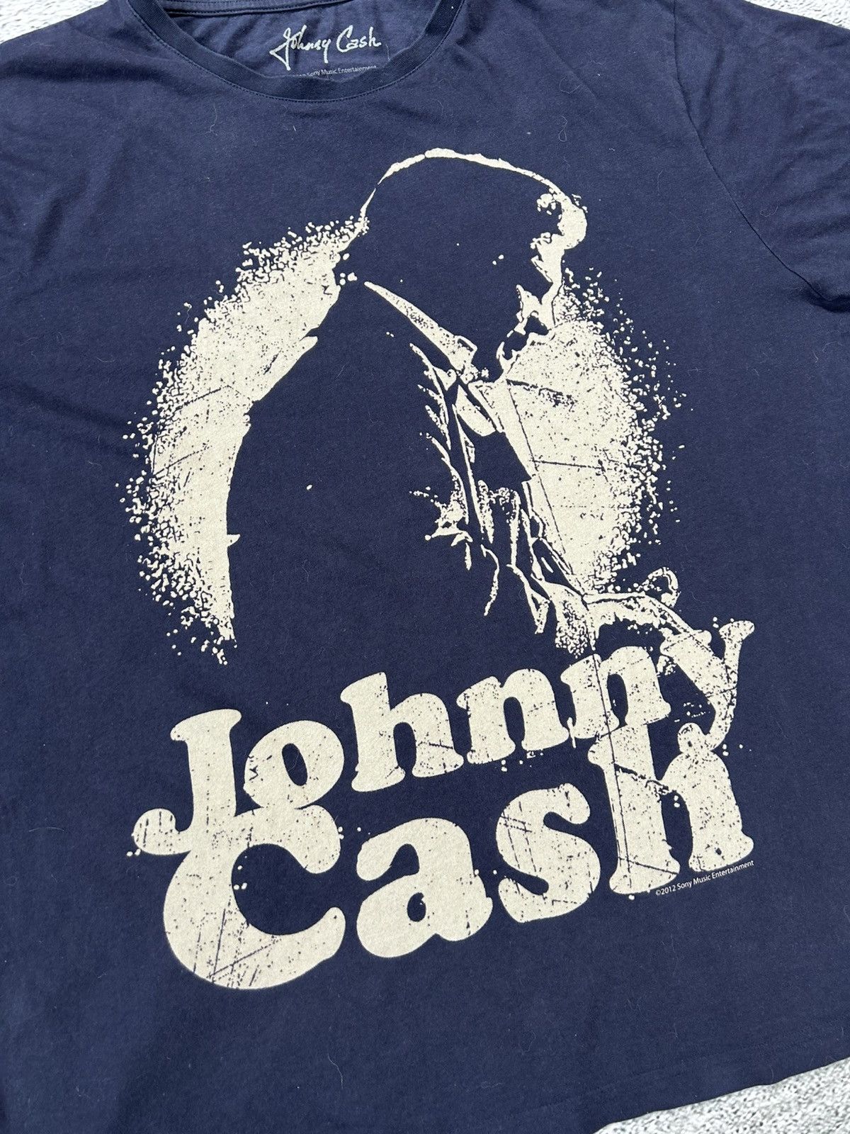Band Tees × Vintage Johnny Cash vintage T-Shirt 2012 navy Size US XL / EU 56 / 4 - 2 Thumbnail