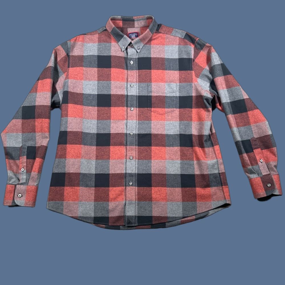 UNTUCKit UNTUCKit Shirt Mens 2XL Flannel Plaid Button-Down Giesen-WF Red Fall Cotton Size US XXL / EU 58 / 5 - 1 Thumbnail