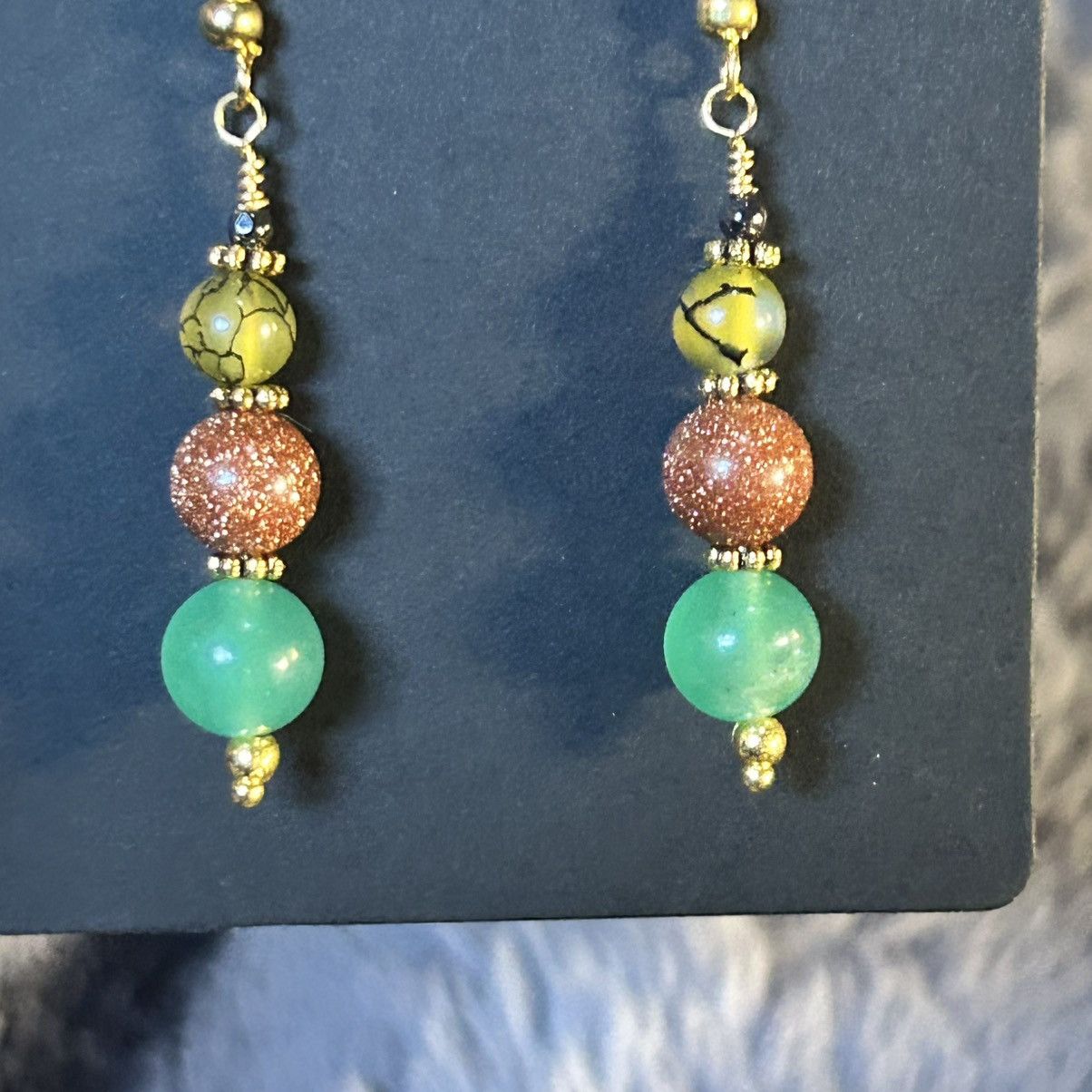 Handmade Handcrafted elegant chalcedony dragon vein earrings Size ONE SIZE - 2 Thumbnail