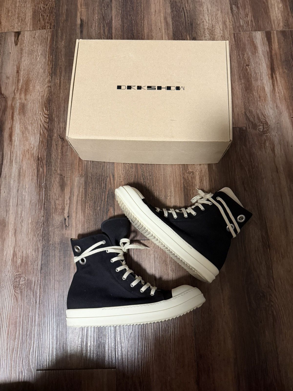 Rick Owens DRKSHDW SCARPE IN DENIM HIGH TOP SNEAKERS