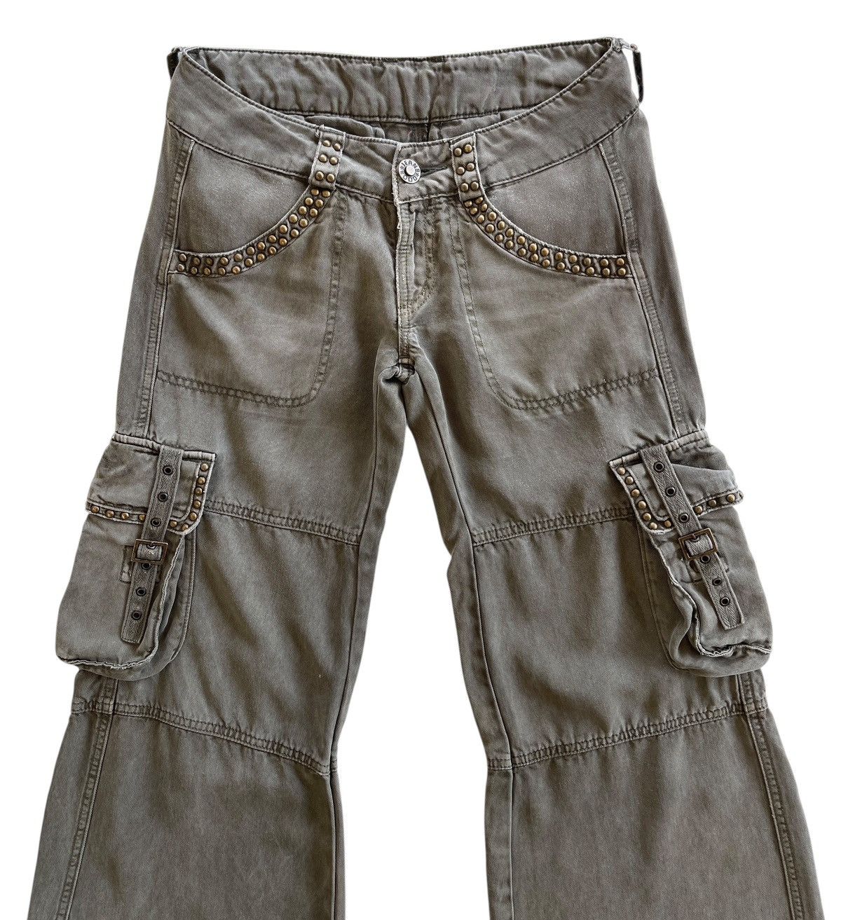 Cook Jeans Y2K Studded Bondage Flare Cargo If Six Was Nine Pants Size 28" / US 6 / IT 42 - 2 Thumbnail