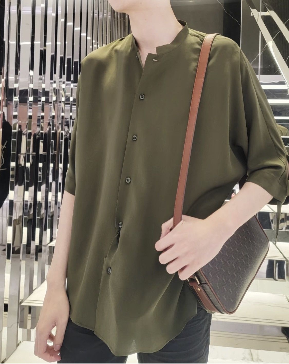 Saint Laurent Paris silk tunic shirt collar size40 in green Size US M / EU 48-50 / 2 - 2 Thumbnail