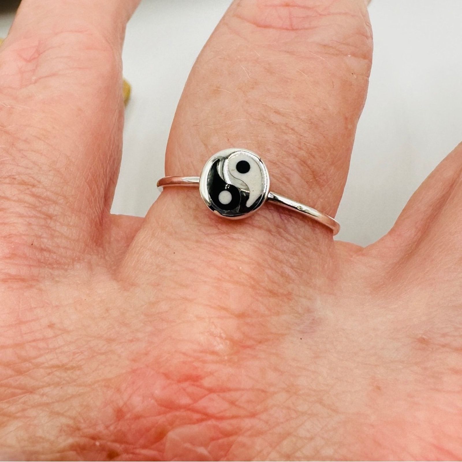 The Unbranded Brand Sterling Silver Yin and Yang Minimalist Ring, Yoga Ring Size ONE SIZE - 3 Thumbnail