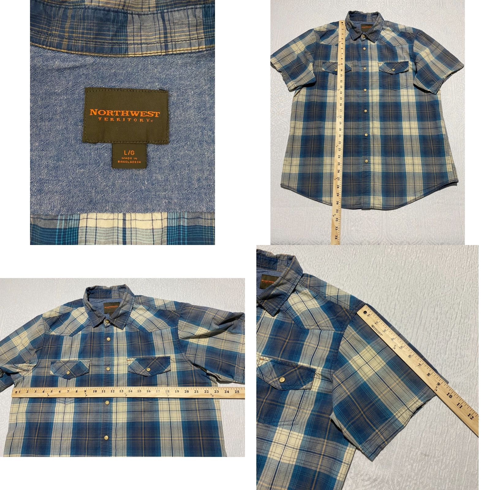 Vintage Northwest Territory Shirt Mens L Blue Plaid Pearl Snap Casual Western Cowboy Size US L / EU 52-54 / 3 - 8 Thumbnail