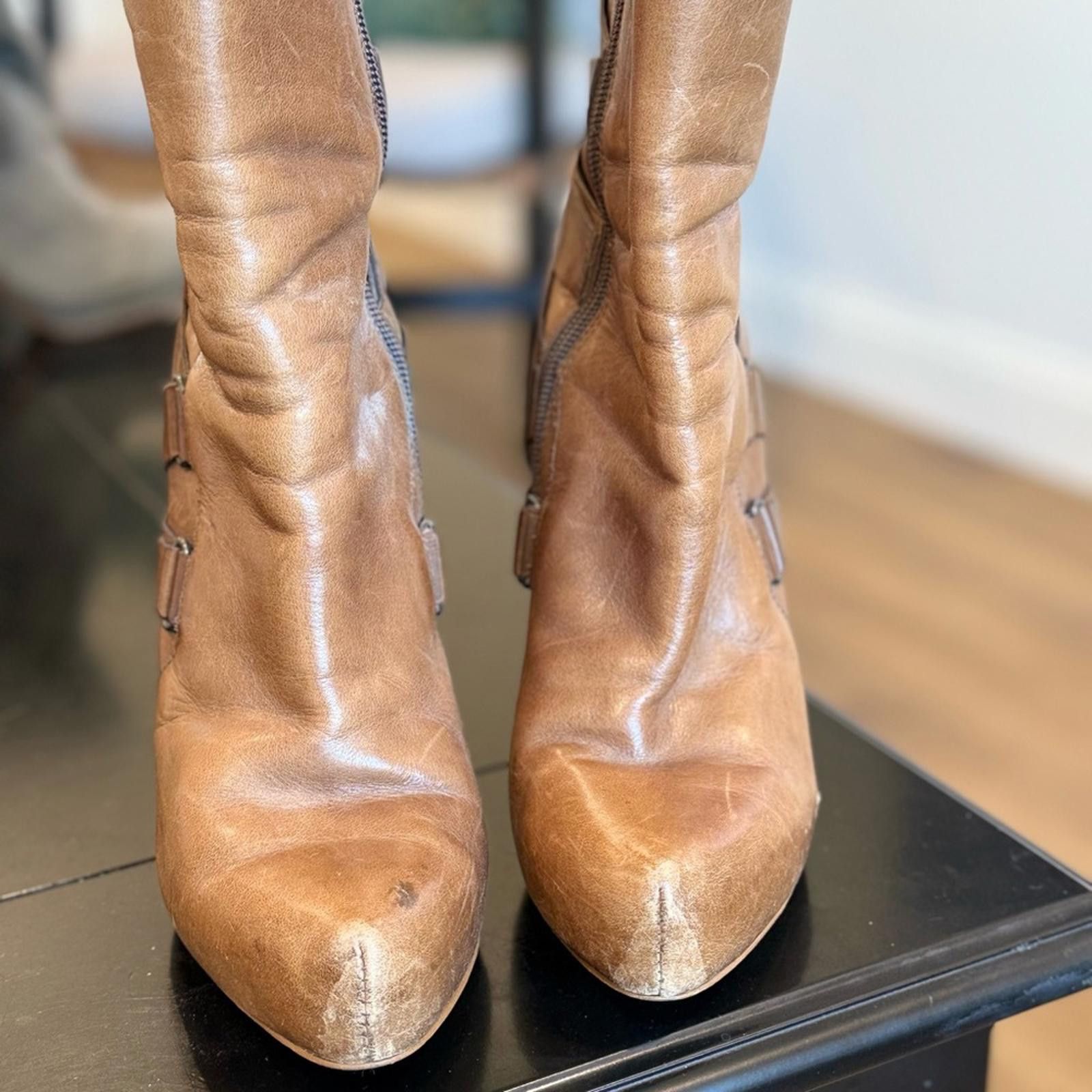 Other Boutique 9 Tan Leather Heeled Boots Size US 7.5 / IT 37.5 - 4 Thumbnail