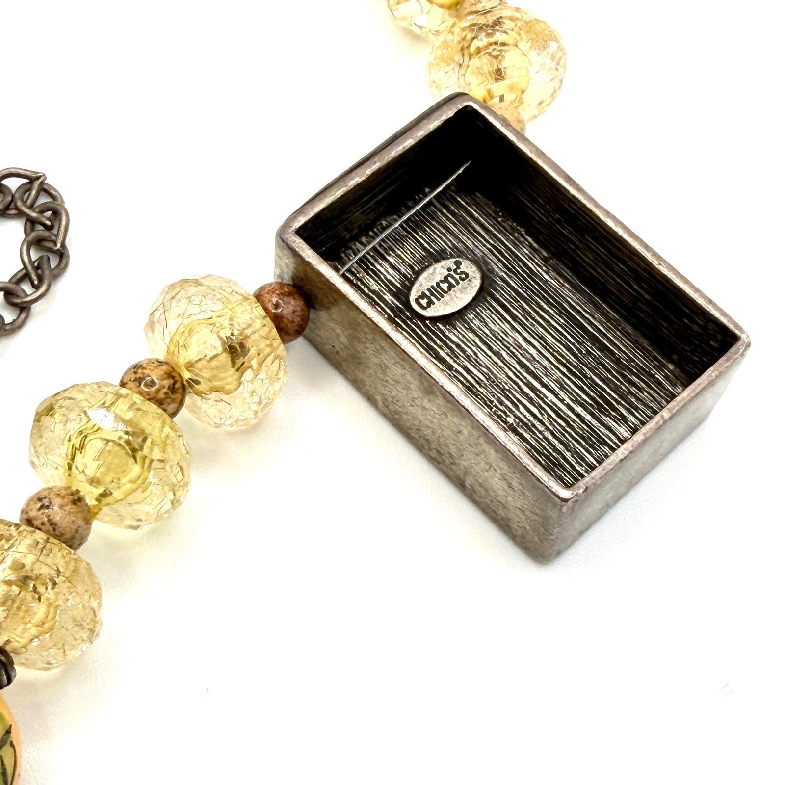 Chicos Vintage 90s Yellow Chinoiserie Geisha Necklace Earring Set Size ONE SIZE - 8 Thumbnail