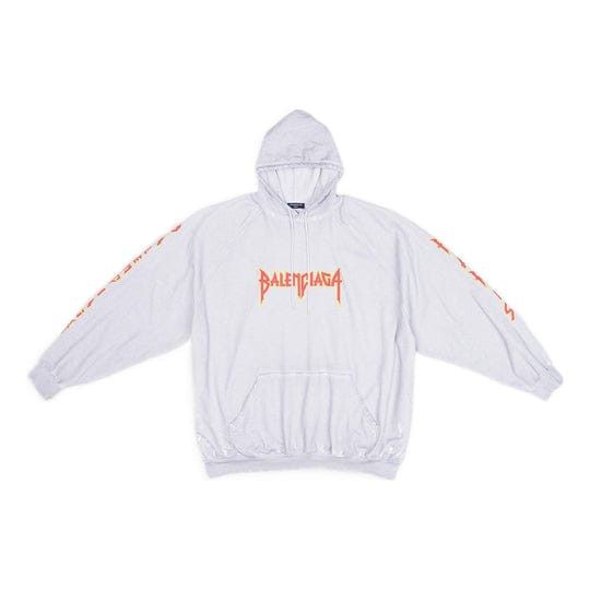 Balenciaga o1mt1gz1024 Metal Hoodie Oversized in Dirty White/Orange Size US XL / EU 56 / 4 - 1 Thumbnail