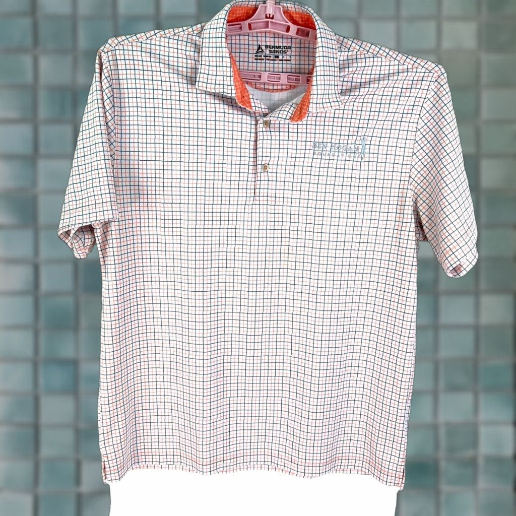 Hogan VINTAGE Ben Hogan Foundation Golf Shirt Mens L White Orange Checked Shirt Polo US Shirt Mens L White Orange Checked Size US L / EU 52-54 / 3 - 1 Thumbnail