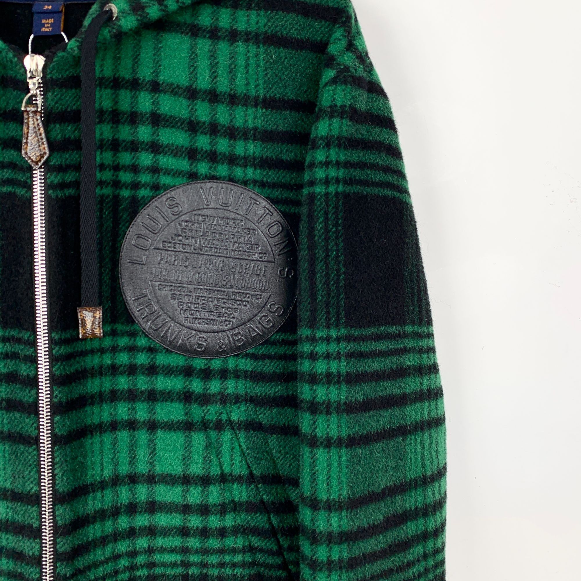 Louis Vuitton Louis Vuitton Green & Black Plaid Wool Hooded Zip-Up Jacket Size XXS / US 00 / IT 34 - 4 Thumbnail