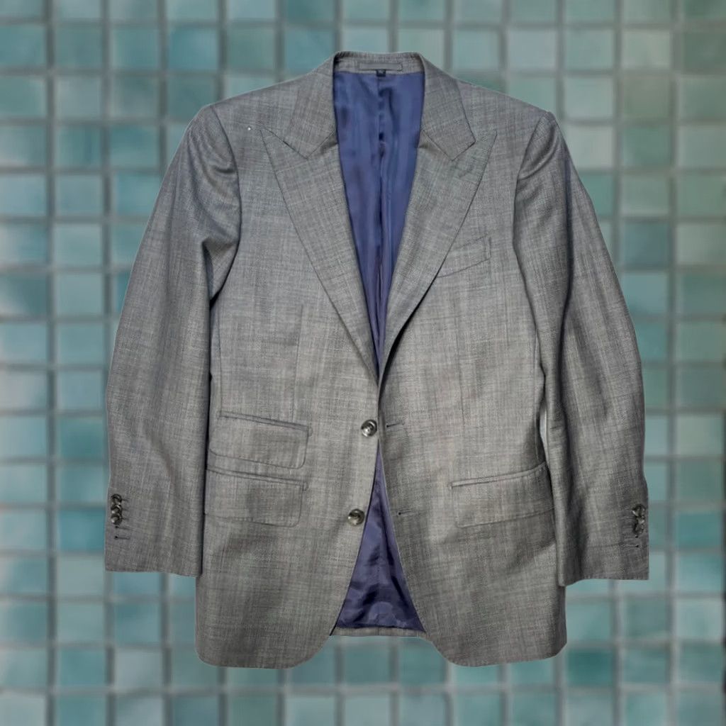 Suitsupply Suitsupply Suit Jacket Mens 46 Gray Wool Three-Button 2 Piece Single-Breasted Peak Lapel Black/Gray Check Vintage (if applicable) Mens Size 46R - 1 Thumbnail