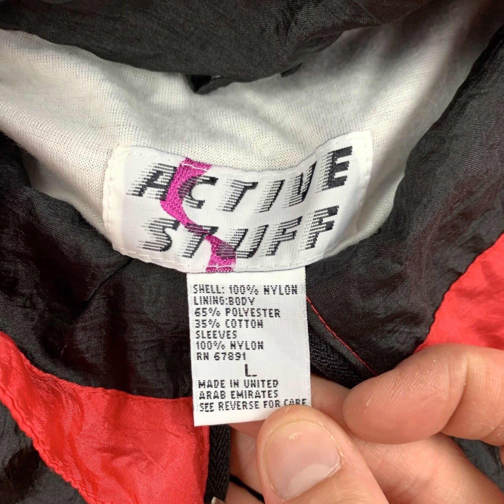 Vintage VINTAGE Active Stuff Windbreaker Jacket Adult Large Red 1980s Lightweight Men L Windbreaker Red 1980s Mens Size US L / EU 52-54 / 3 - 3 Thumbnail
