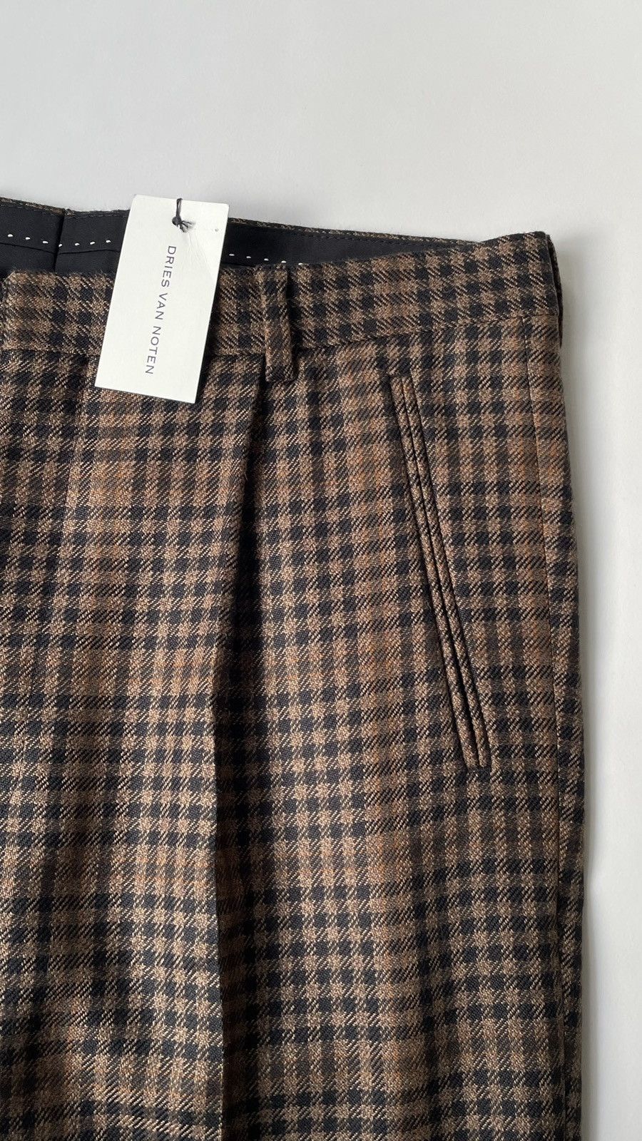 Dries Van Noten A/W 22 Brown Check Wool Trousers Size US 34 / EU 50 - 3 Thumbnail