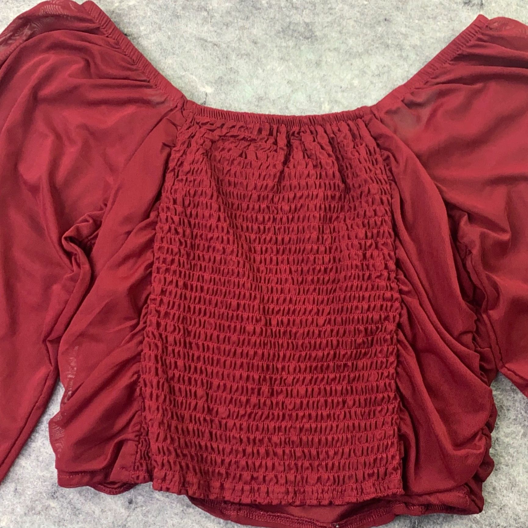 Almost Famous VINTAGE Almost Famous Womens Shirt XL Red Ruched Balloon Sleeve Cropped Off The Shoulder Size XL / US 12-14 / IT 48-50 - 7 Thumbnail