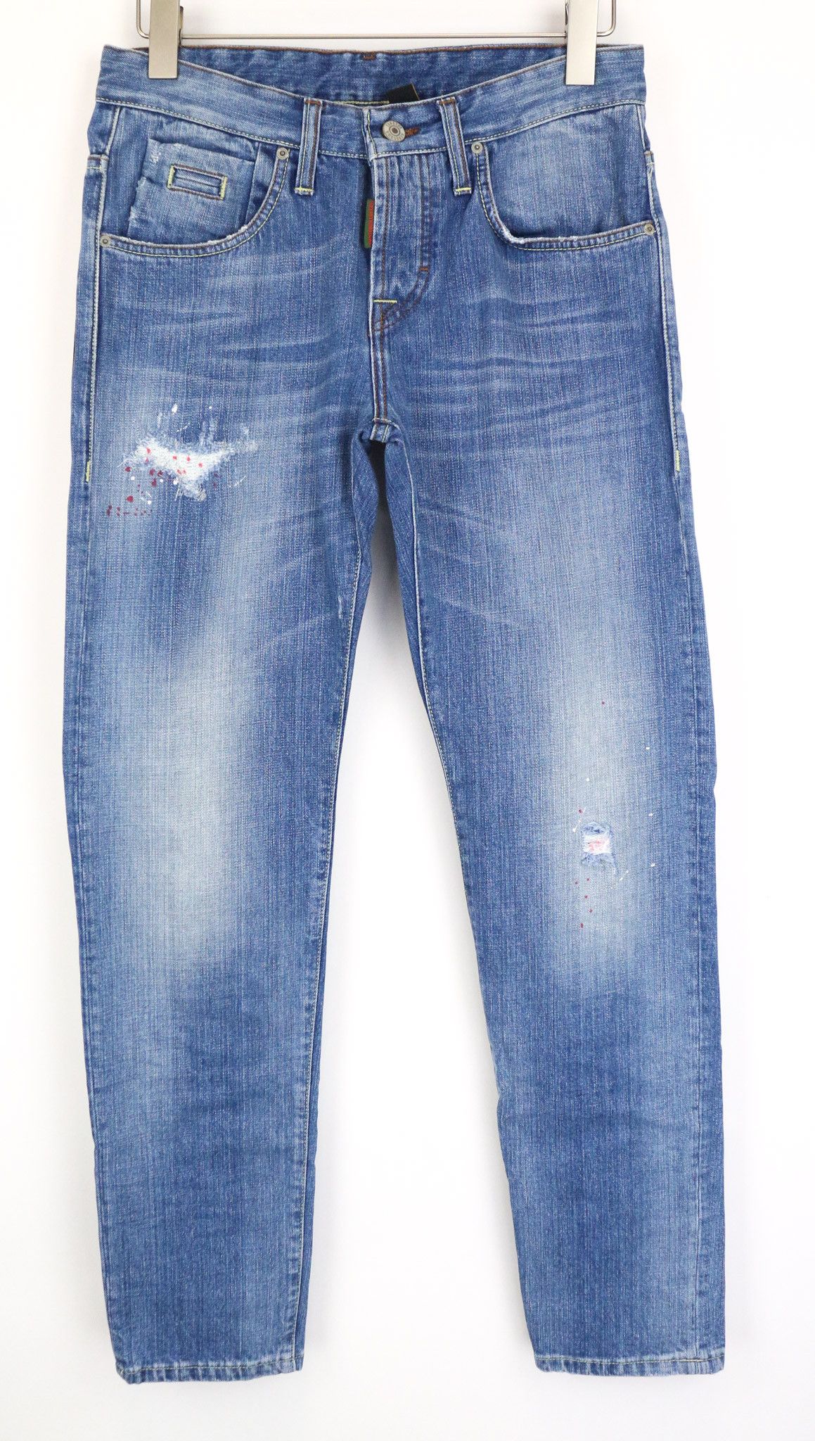 Takeshy Kurosawa TK 72 W32 Distressed Slim Taper Blue Jeans 75720 Size US 32 / EU 48 - 1 Thumbnail