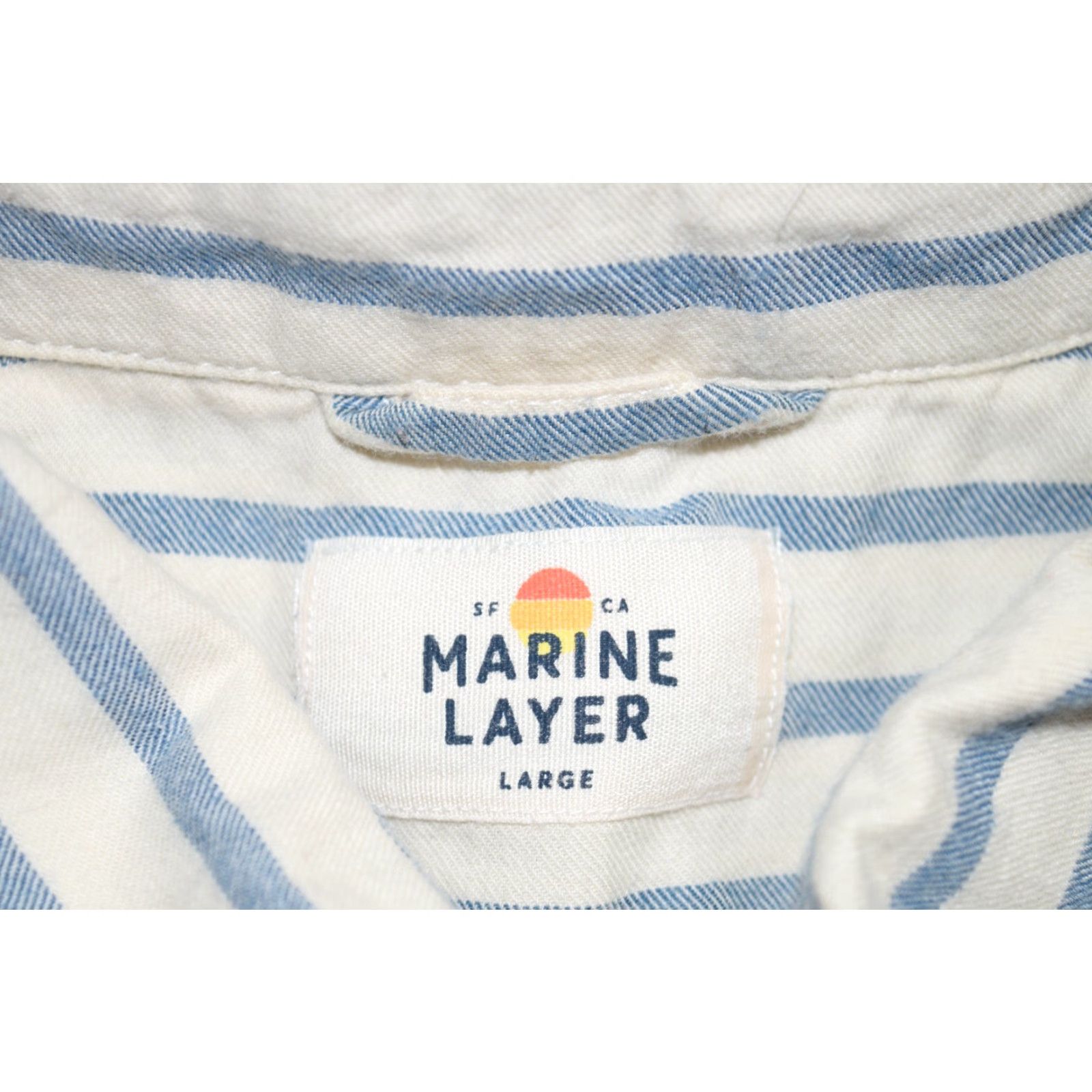 Marine Layer MARINE LAYER Striped Button-Up Shirt Cotton White Nautical Large Mens Size US L / EU 52-54 / 3 - 5 Thumbnail