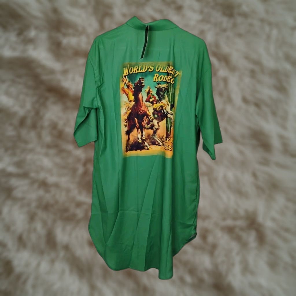 Vintage Lucky & Blessed Shirt Dress Short Sleeve Retro Solid Green Pockets Vintage No NWT Small Womens Dress Shirt Size S / US 4 / IT 40 - 1 Thumbnail