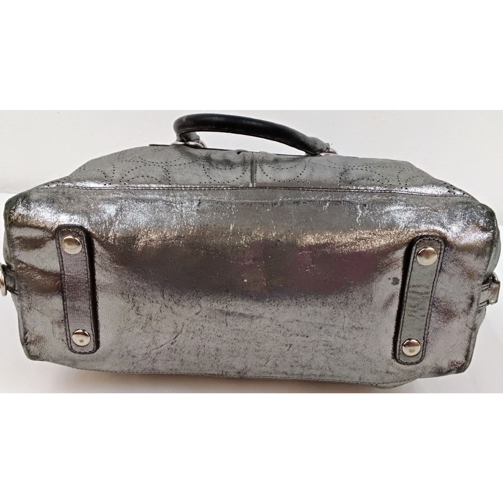 Coach Coach Ashley Satchel Purse Silver Perforated Leather 2000s Size ONE SIZE - 13 Thumbnail