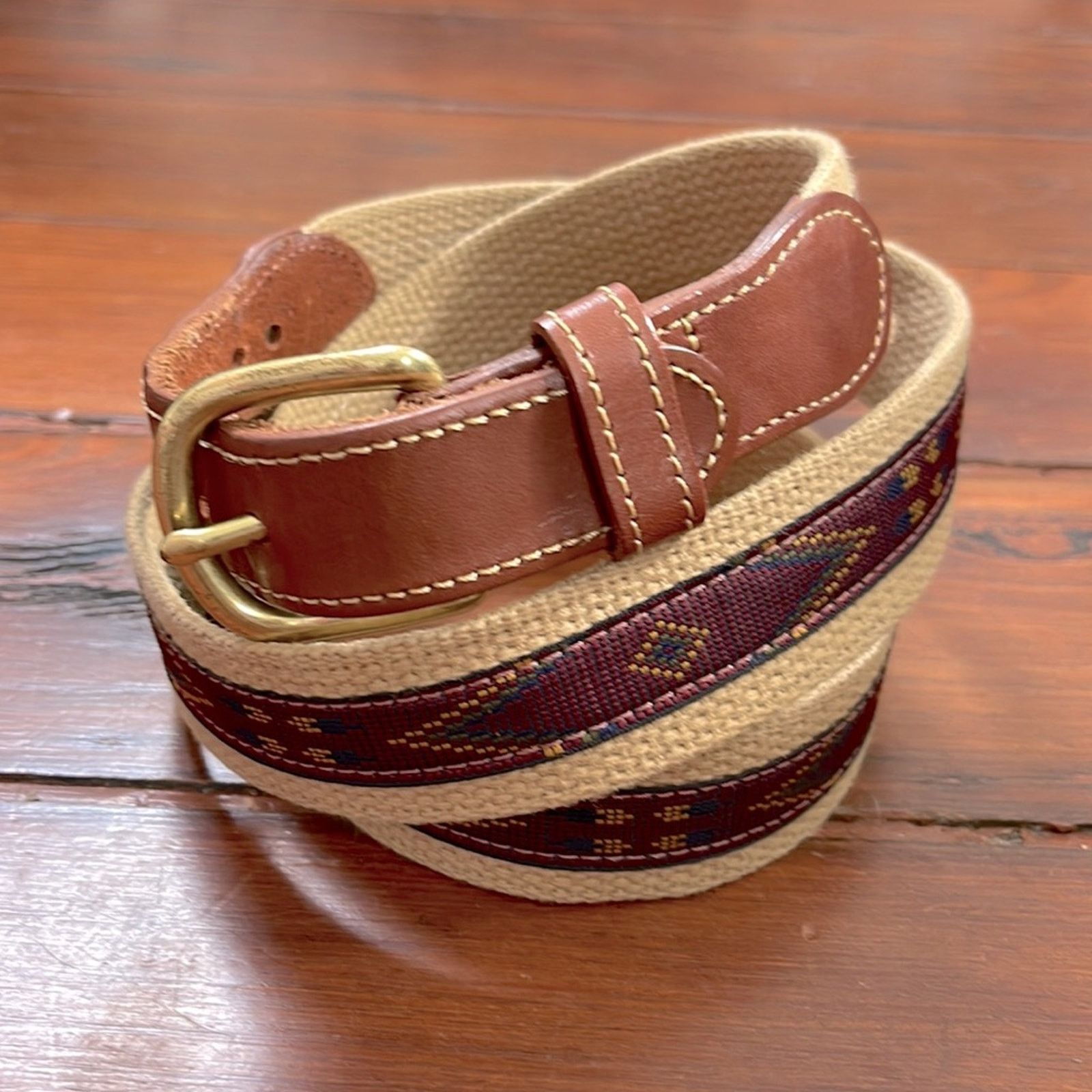 Bonobos Bonobos leather detail woven boho southwestern belt sz 42 Size 42 - 1 Thumbnail